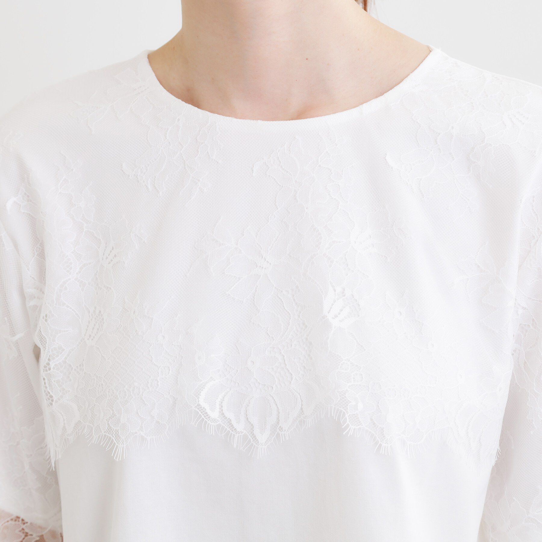 Reflect「【UVカット／接触冷感】スカラップレースジャージカットソー」|Tシャツ・カットソー|