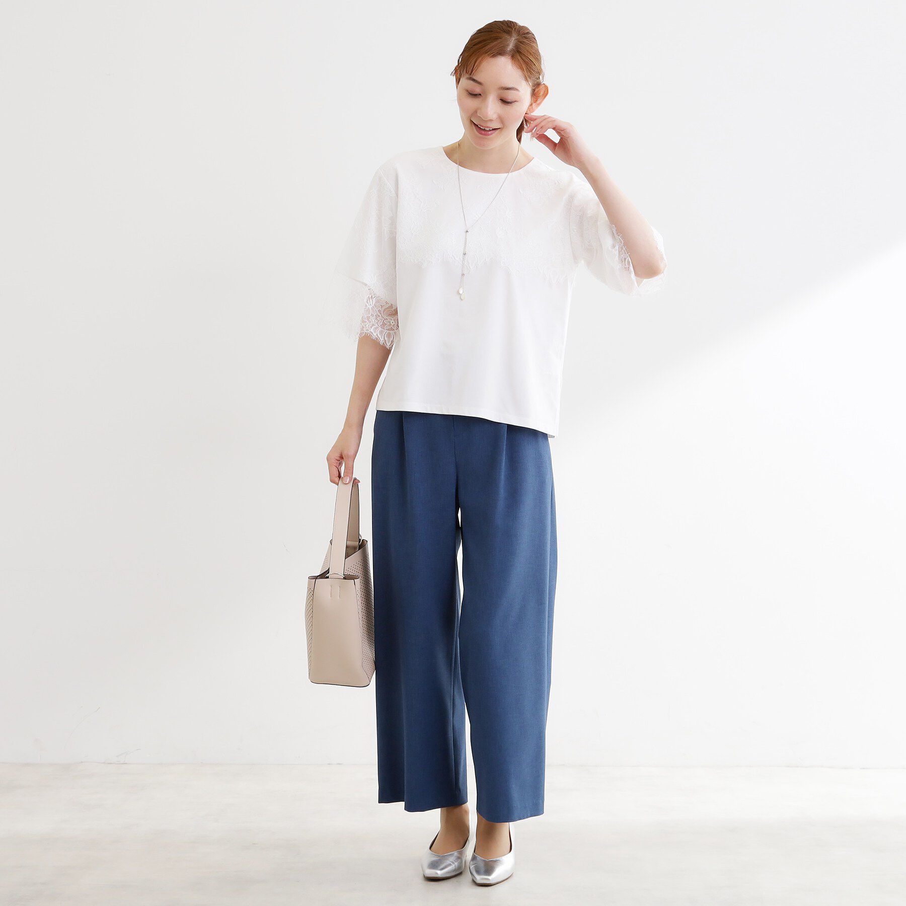 Reflect「【UVカット／接触冷感】スカラップレースジャージカットソー」|Tシャツ・カットソー|