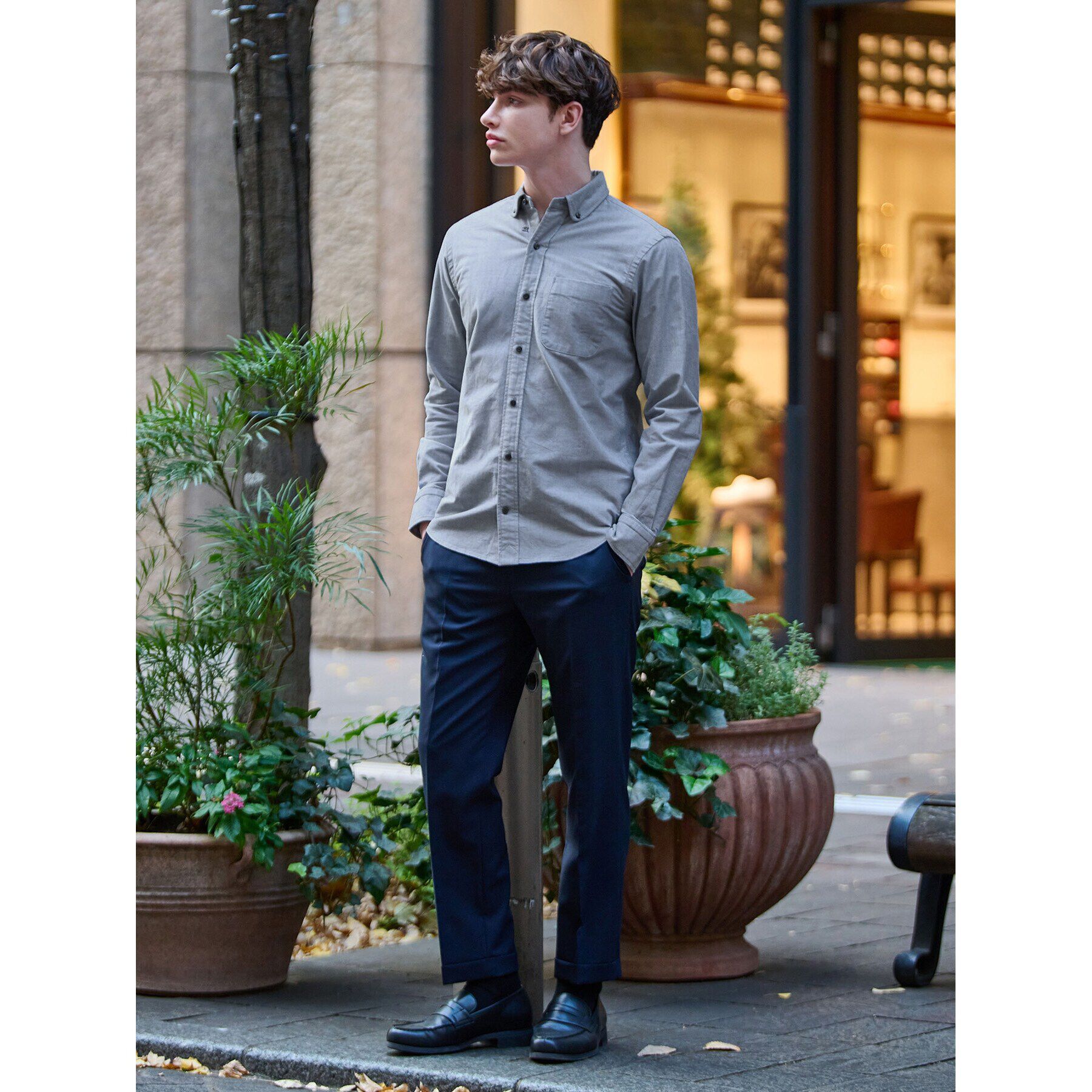 DRESSTERIOR「オックスフォード ラウンドカラーシャツ」|シャツ・ブラウス|