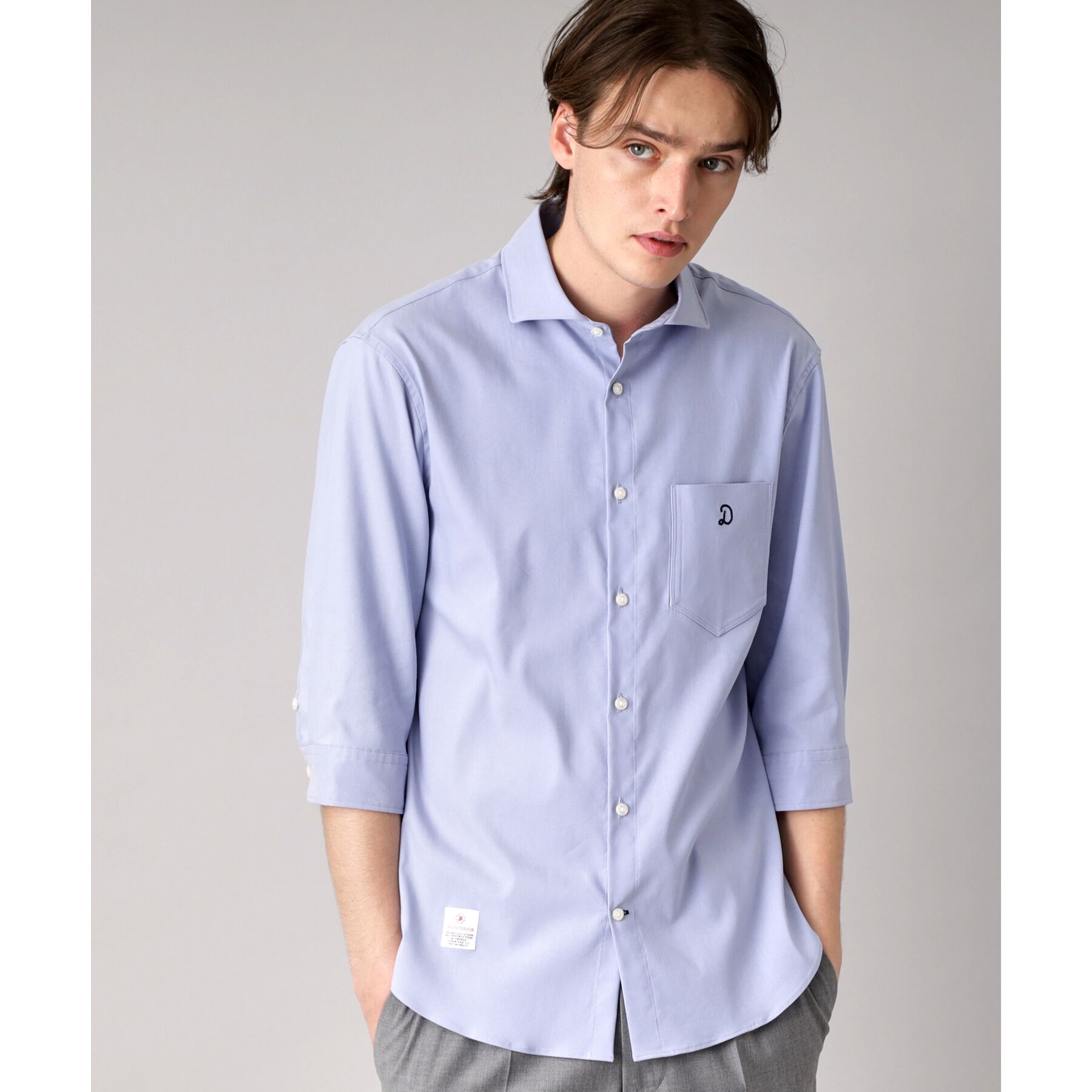 DRESSTERIOR「リネン混スリークオーターシャツ」|シャツ・ブラウス|サックスブルー(09