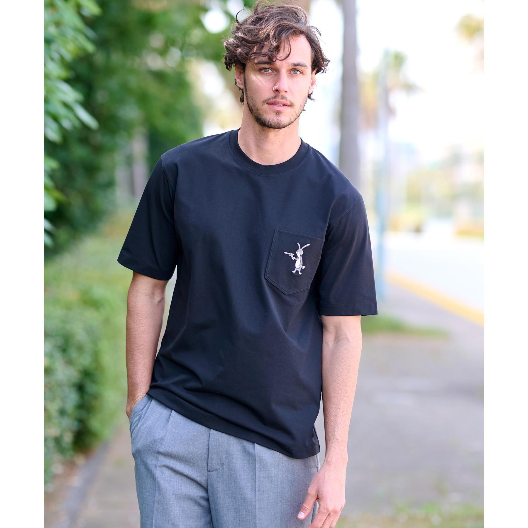 DRESSTERIOR「【接触冷感/UVカット】BACK BREEZE TECH ラビットポケTシャツ」|Tシャツ・カットソー|