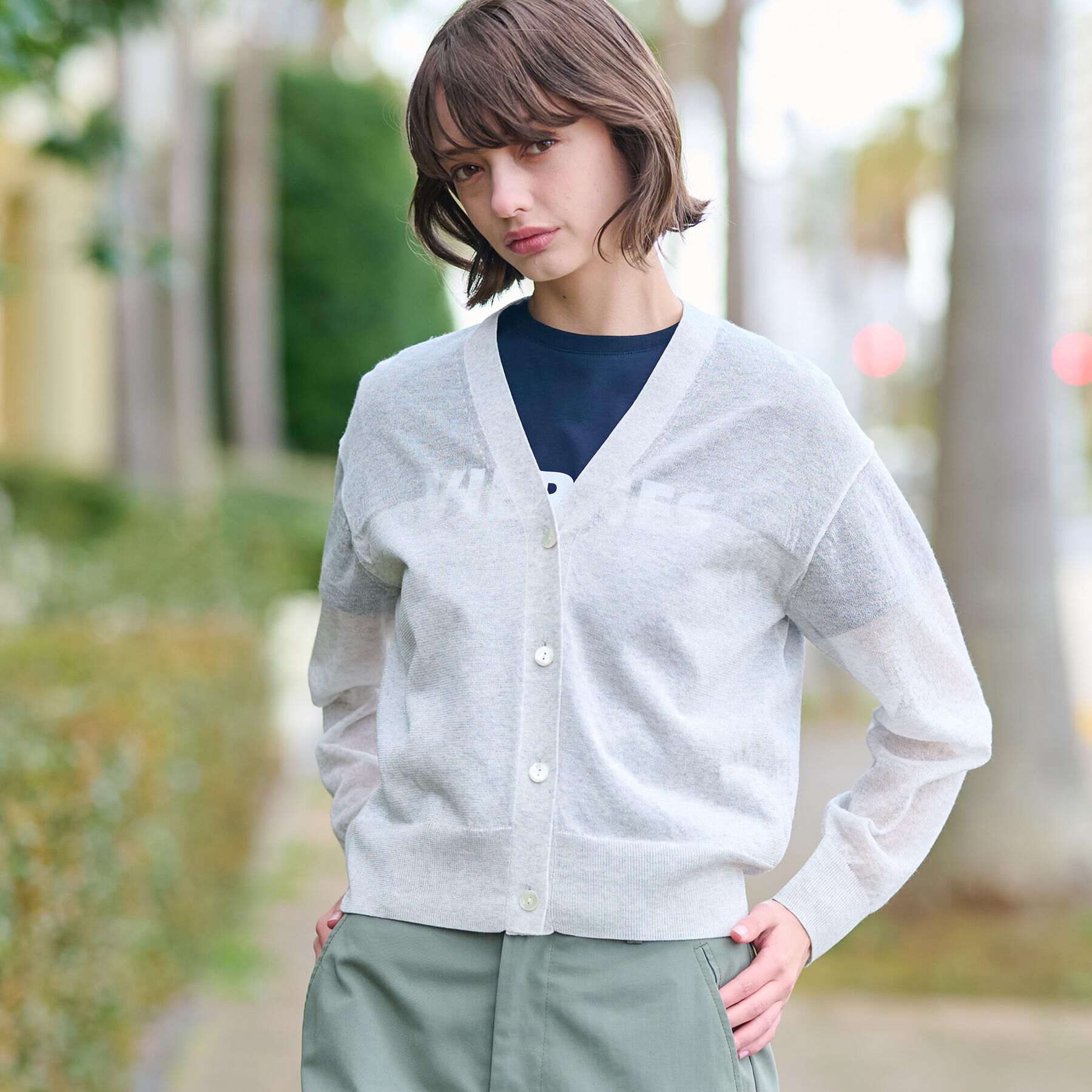 DRESSTERIOR「【洗える/ショート丈】シアーコンビカーディガン」|カーディガン|