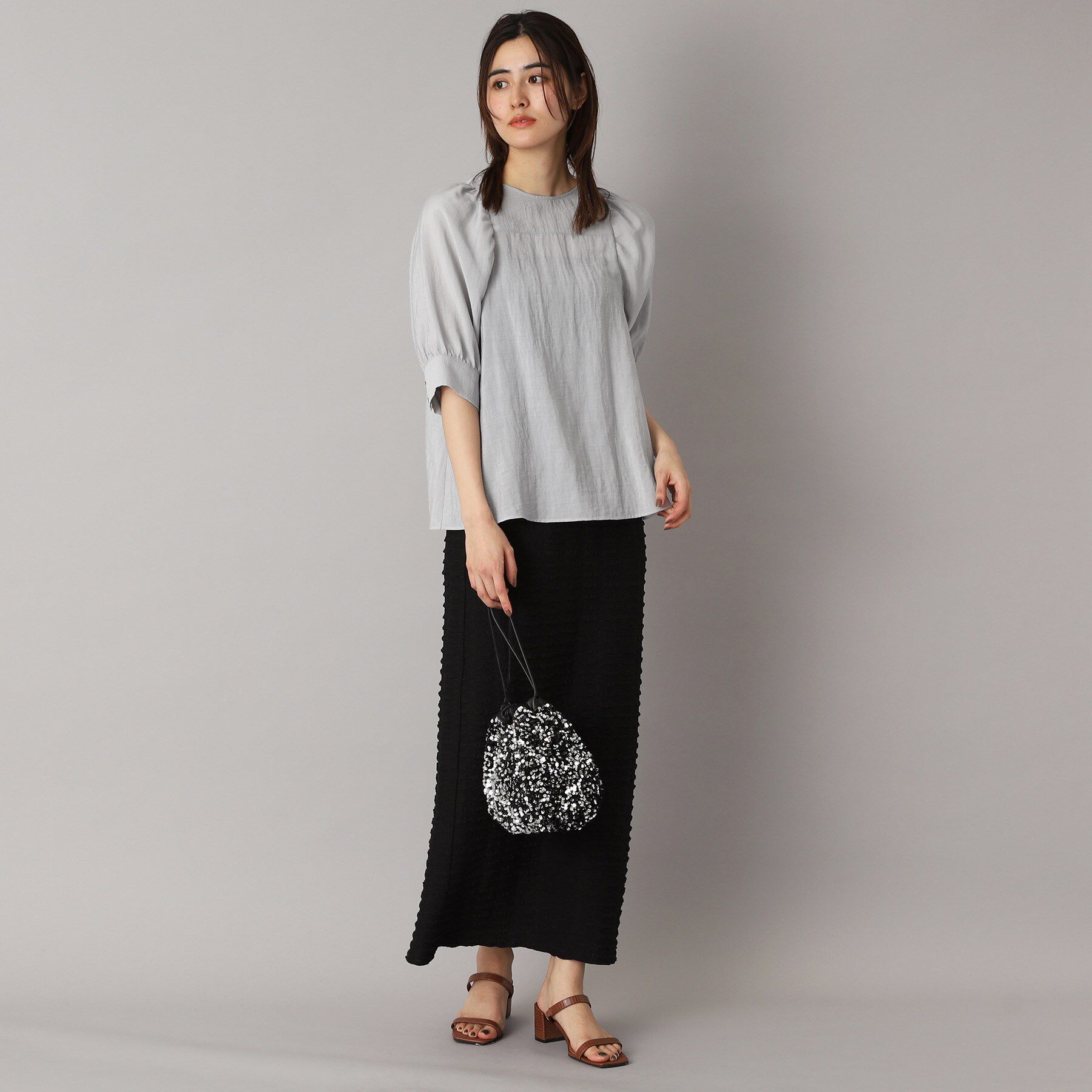 DRESSTERIOR「【洗える/清涼感】ボリュームスリーブバックジップブラウス」|シャツ・ブラウス|