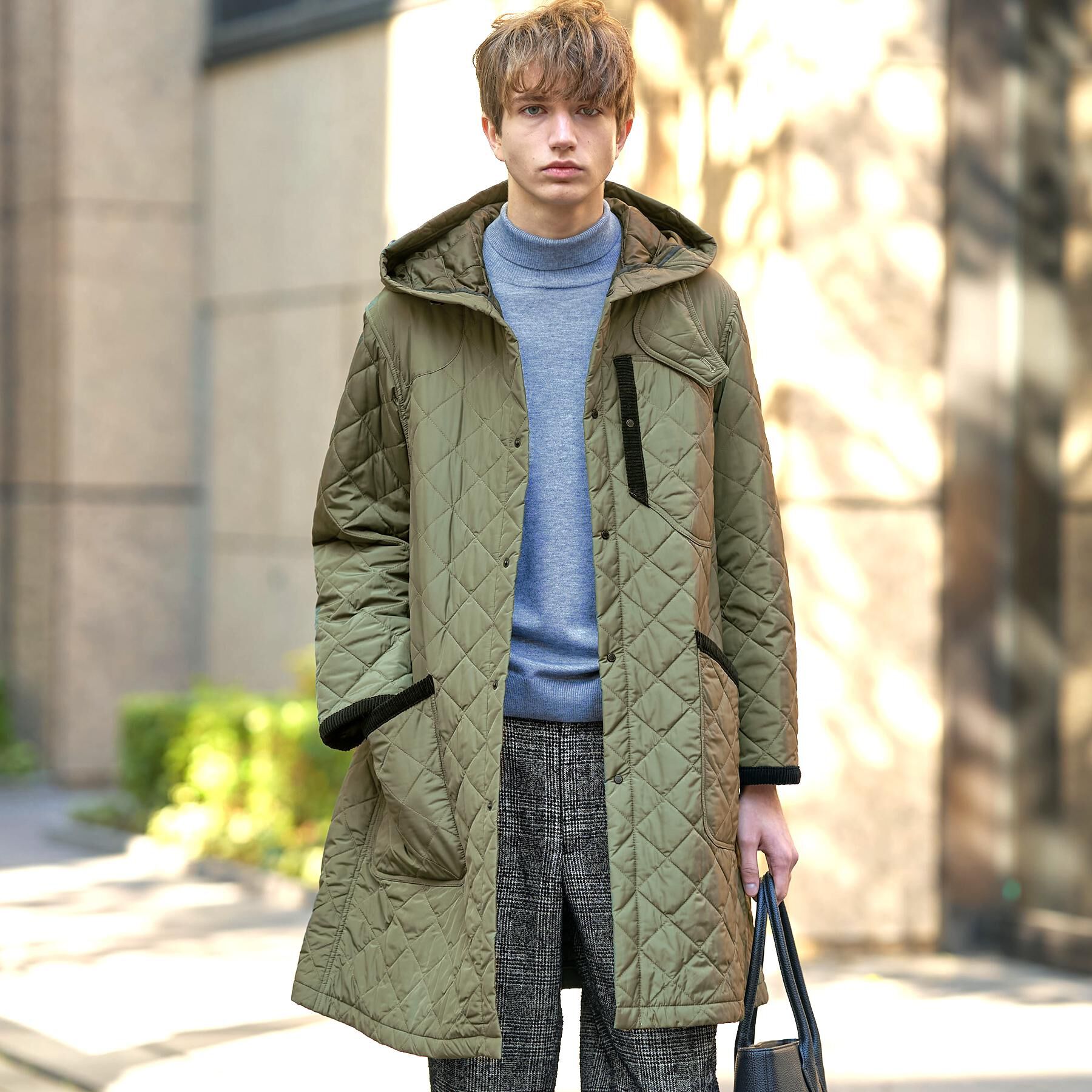 DRESSTERIOR「キルティング フーデット コート」|ダウン|オリーブグリーン(0