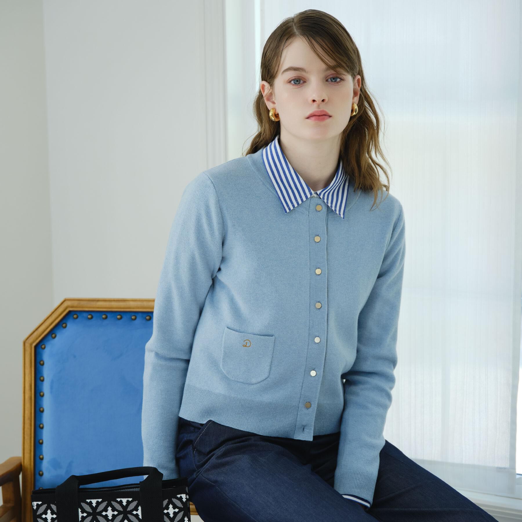 DRESSTERIOR「ウォッシャブルコットンカシミヤカーディガン」|カーディガン|サックスブルー(09