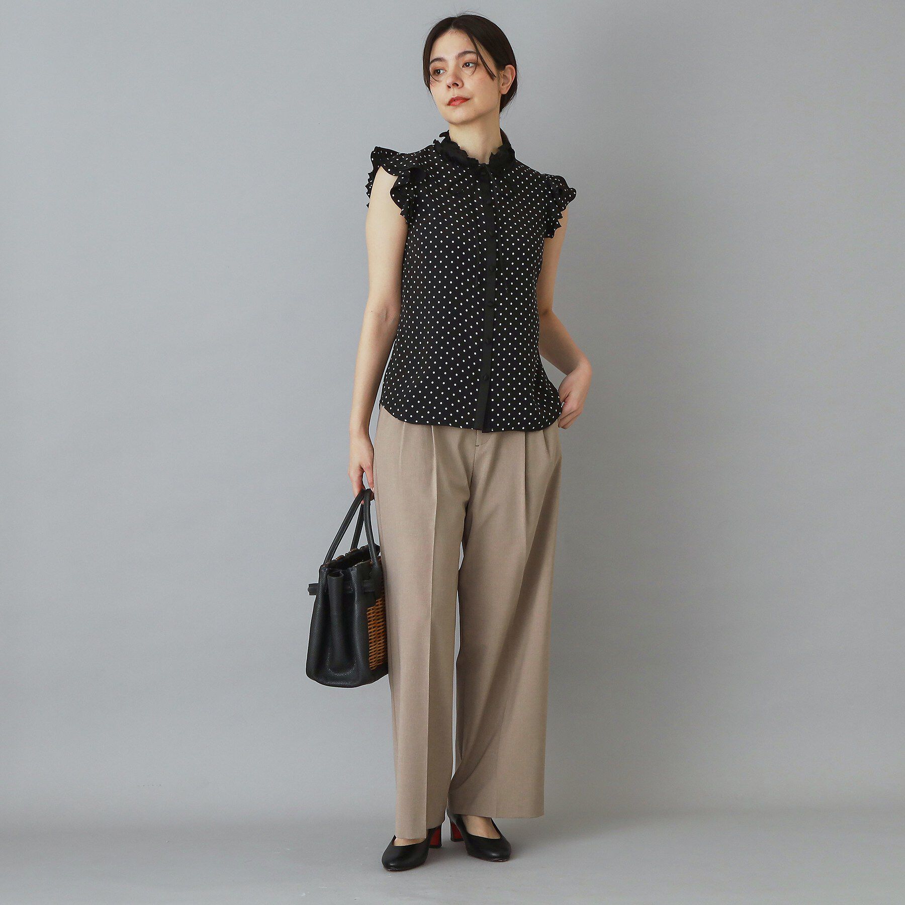 DRESSTERIOR「【otonaMUSE5月号掲載/着映え/ウォッシャブル】ドットプリントウィングスリーブブラウス」|シャツ・ブラウス|