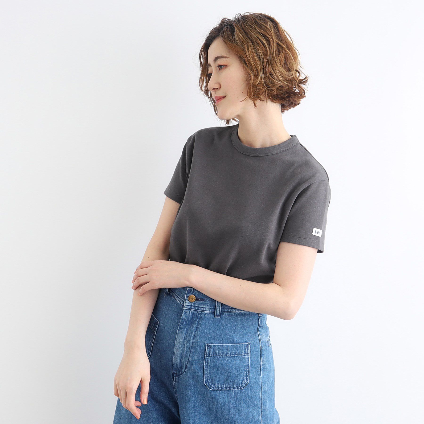 grove「＜Lee&times;grove（別注色あり）＞ COMPACT FIT LOGO T－SHIRT」|Tシャツ・カットソー|チャコールグレー(0