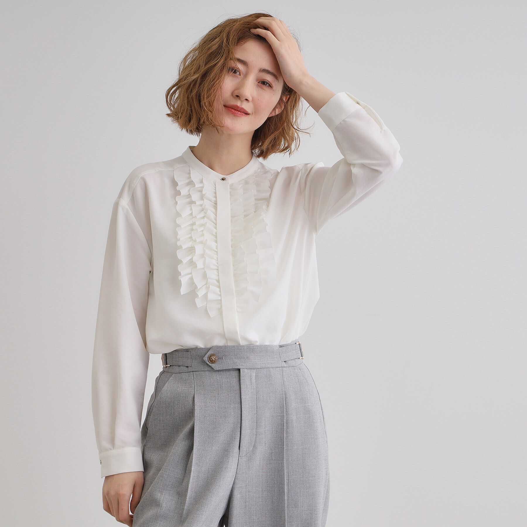 grove「スパンビンテージフリルブラウス」|シャツ・ブラウス|オフホワイト(003
