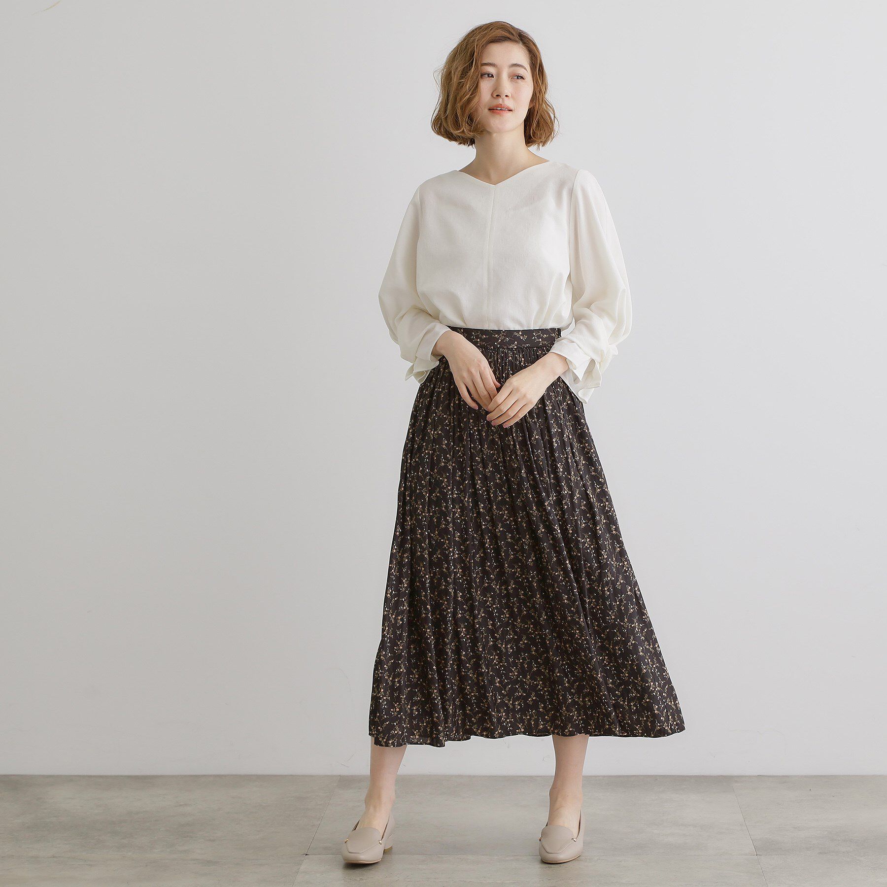 grove「【毎日着たい】麻調メッシュ袖コンシャスブラウス」|シャツ・ブラウス|