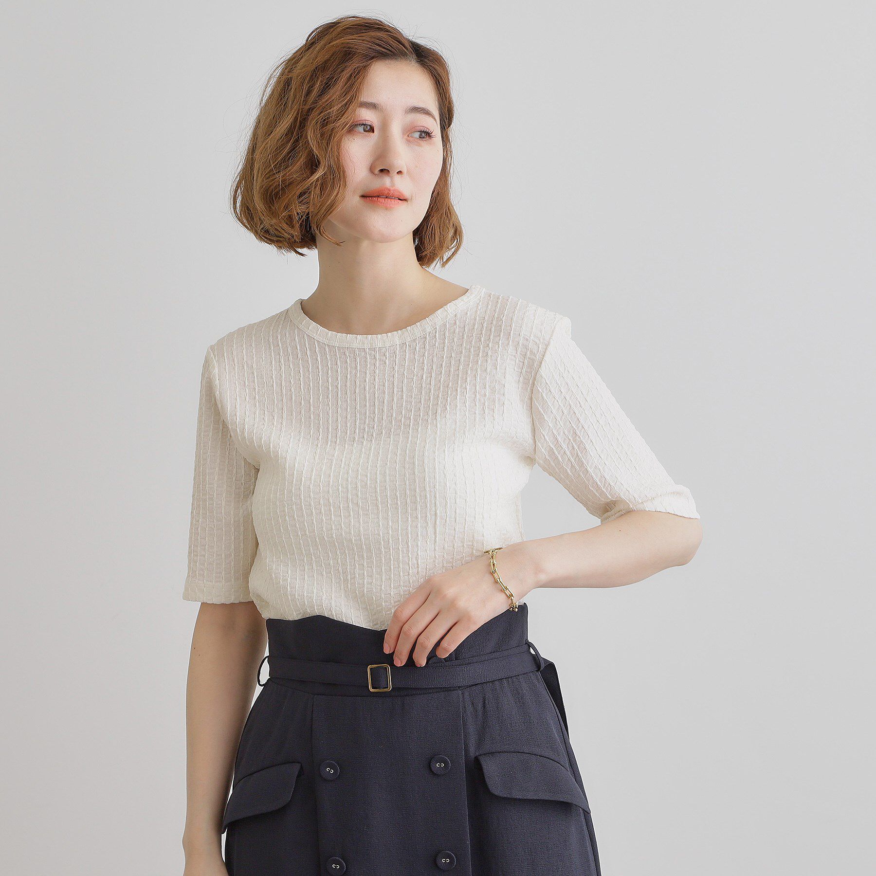 grove「ジャカードハーフスリーブプルオーバー」|Tシャツ・カットソー|