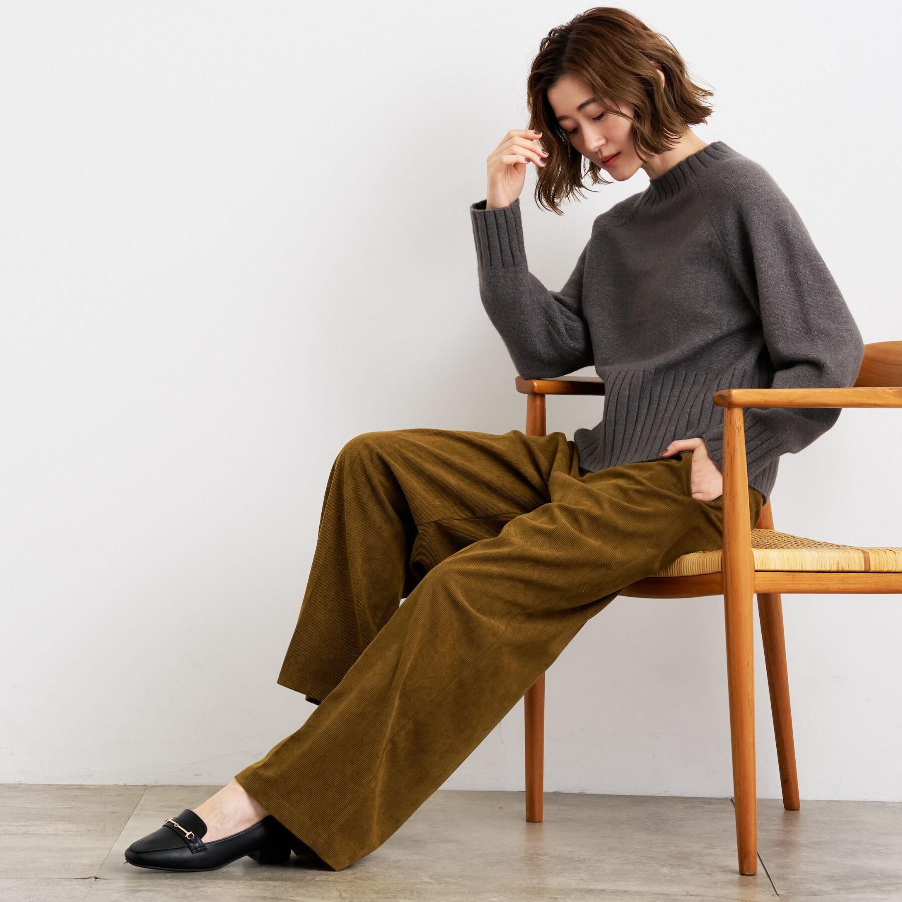 grove「【洗える】バックリブ切替ニット」|ニット・セーター|