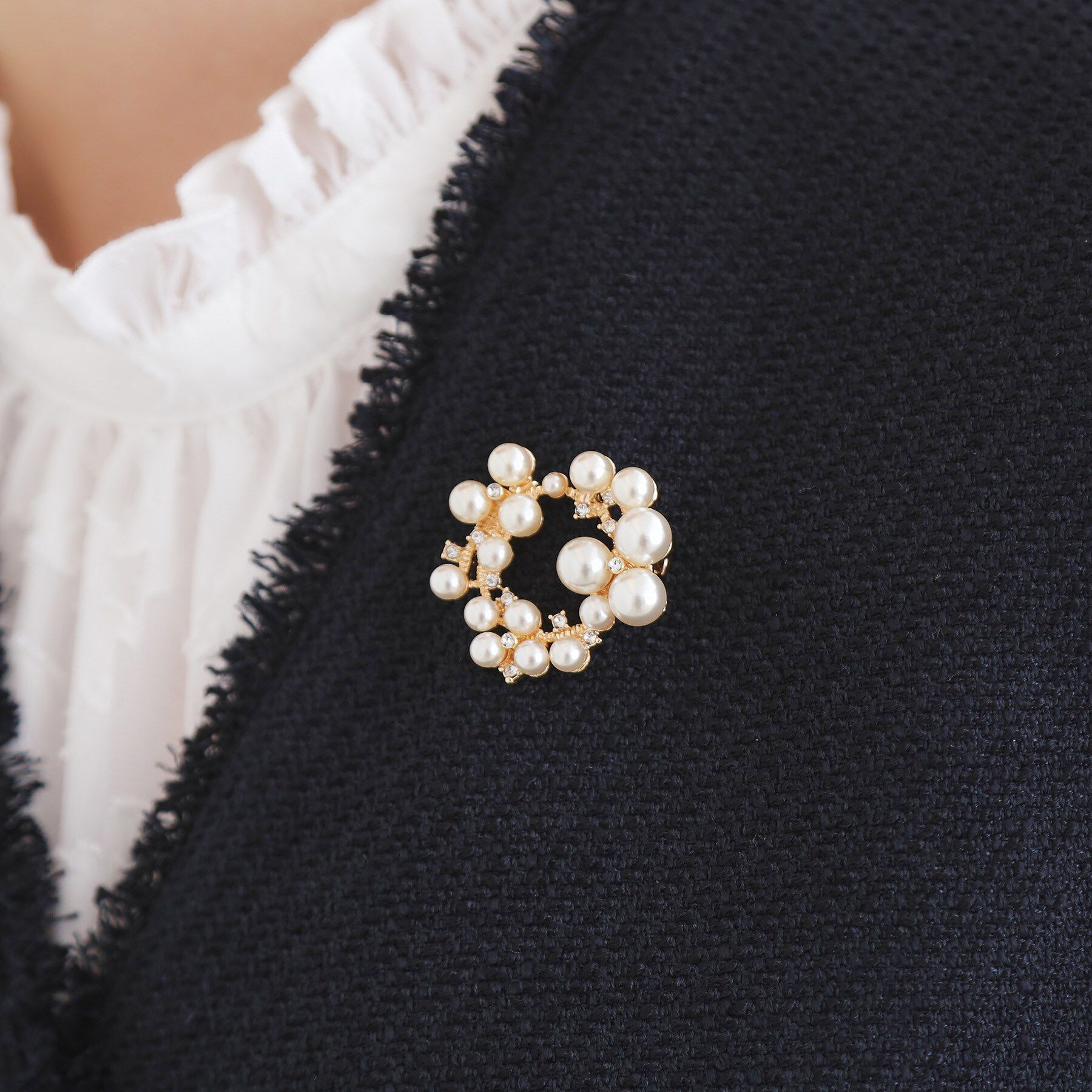 grove「ラウンドパール調ブローチ」|ブローチ・コサージュ|