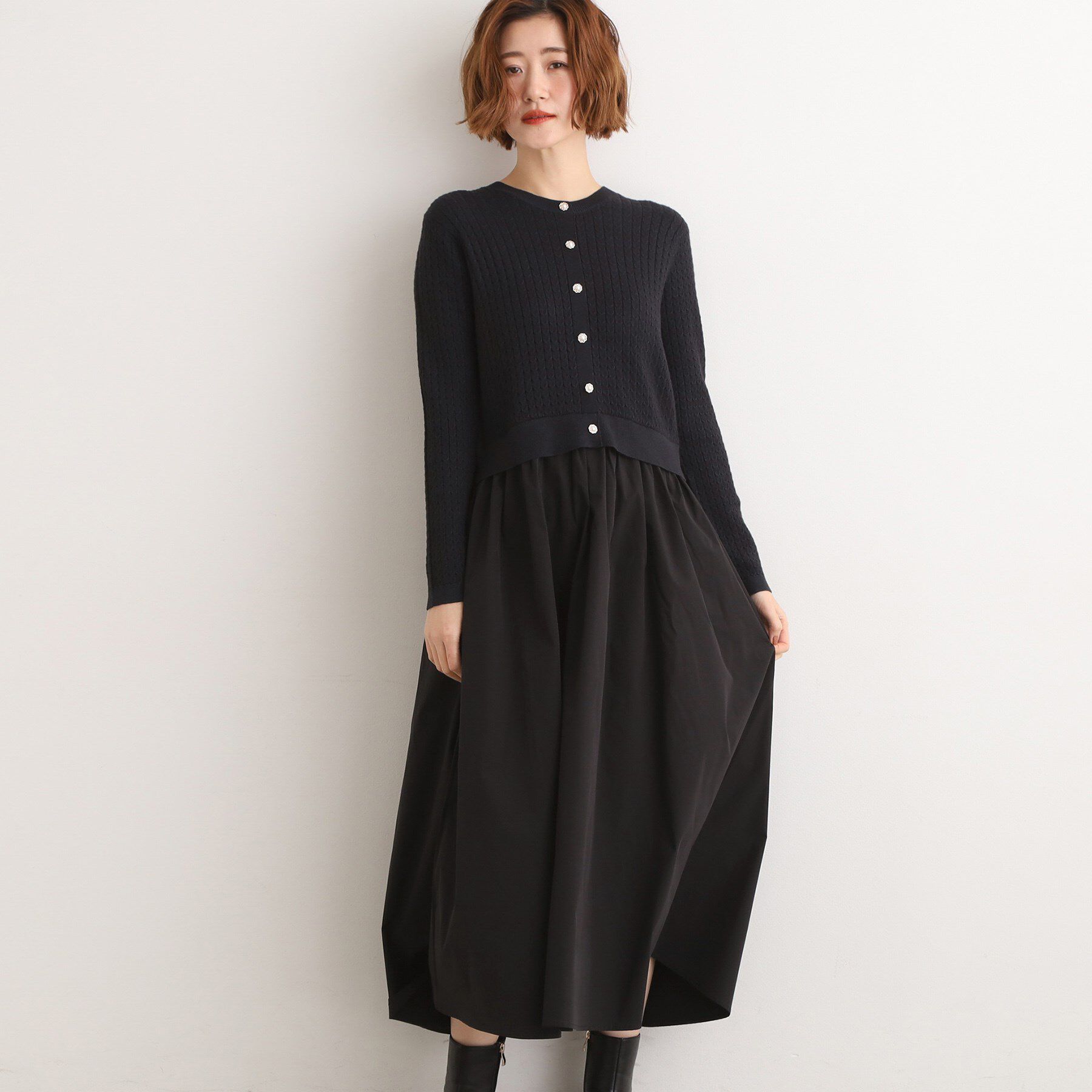 grove「ケーブルニットドッキングワンピース」|ワンピース|