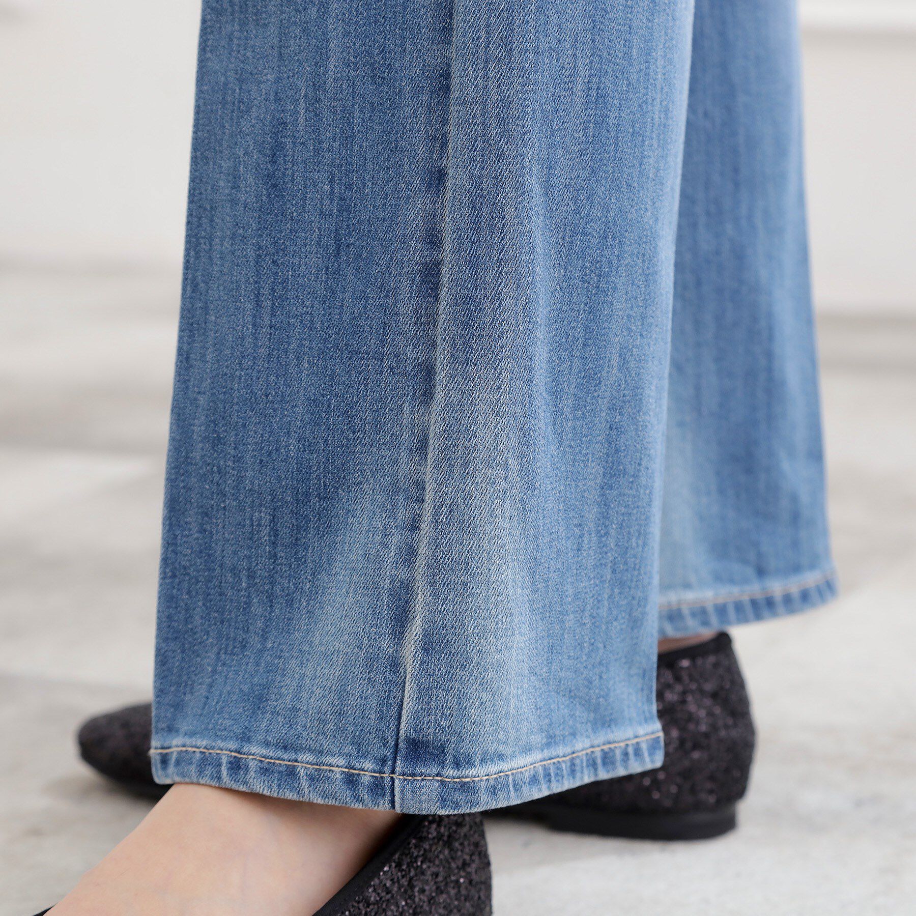 grove「【選べる着丈】美シルエットデニムソフトフレアーパンツ」|デニム|