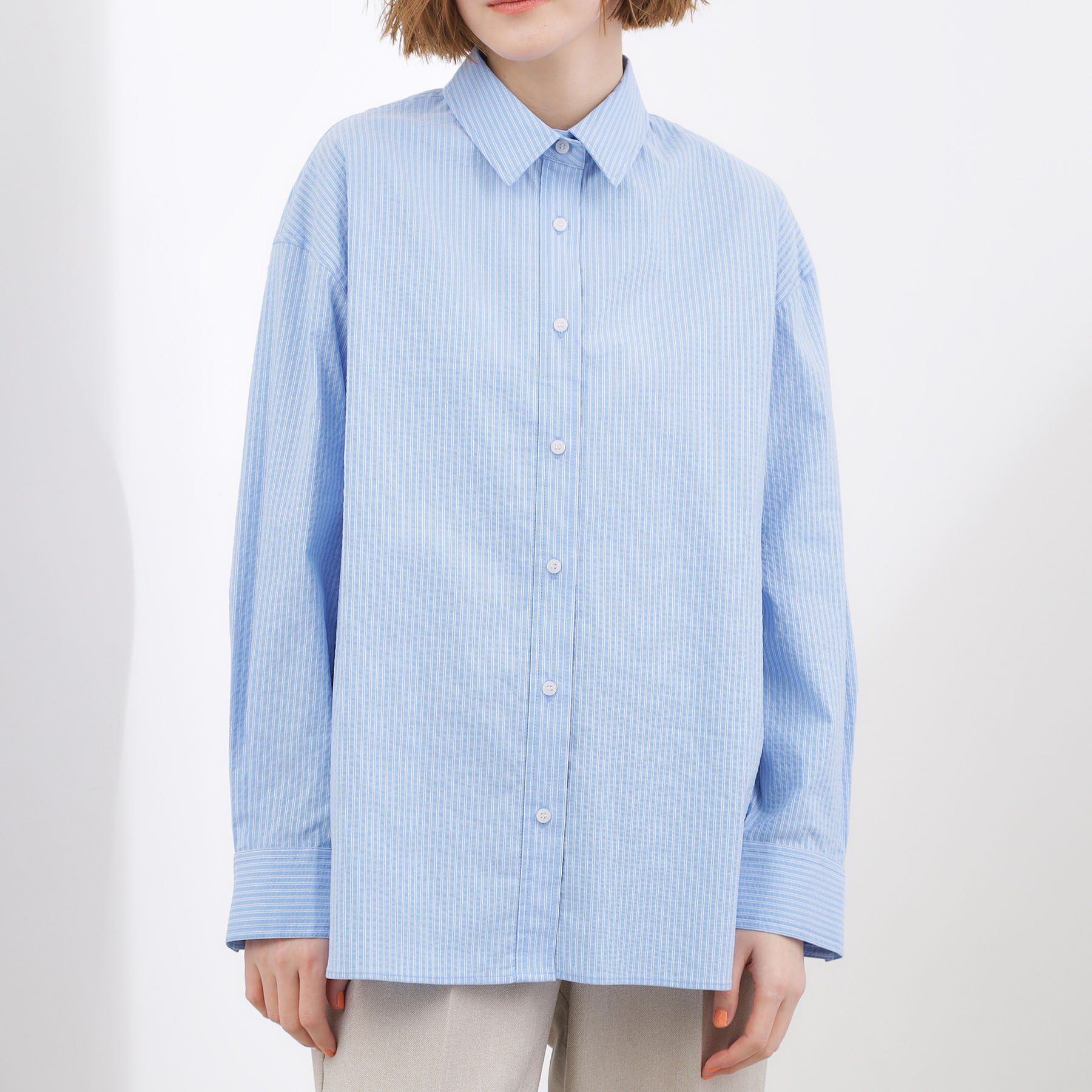 grove「【貴島明日香さん着用】一度着たら手放せない、驚きの伸びを備えたコットンナイロンストレッチシャツ」|シャツ・ブラウス|