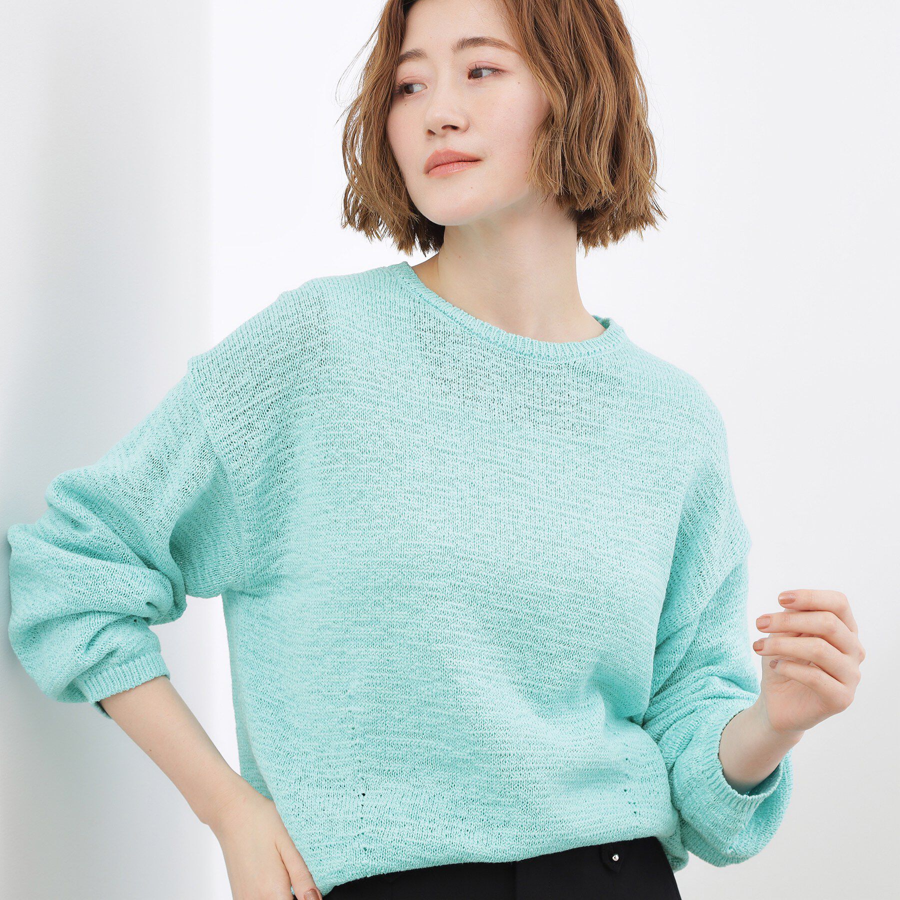 grove「【貴島明日香さん着用・大人のリラックススタイル】テープヤーン ボートネックニット」|ニット・セーター|