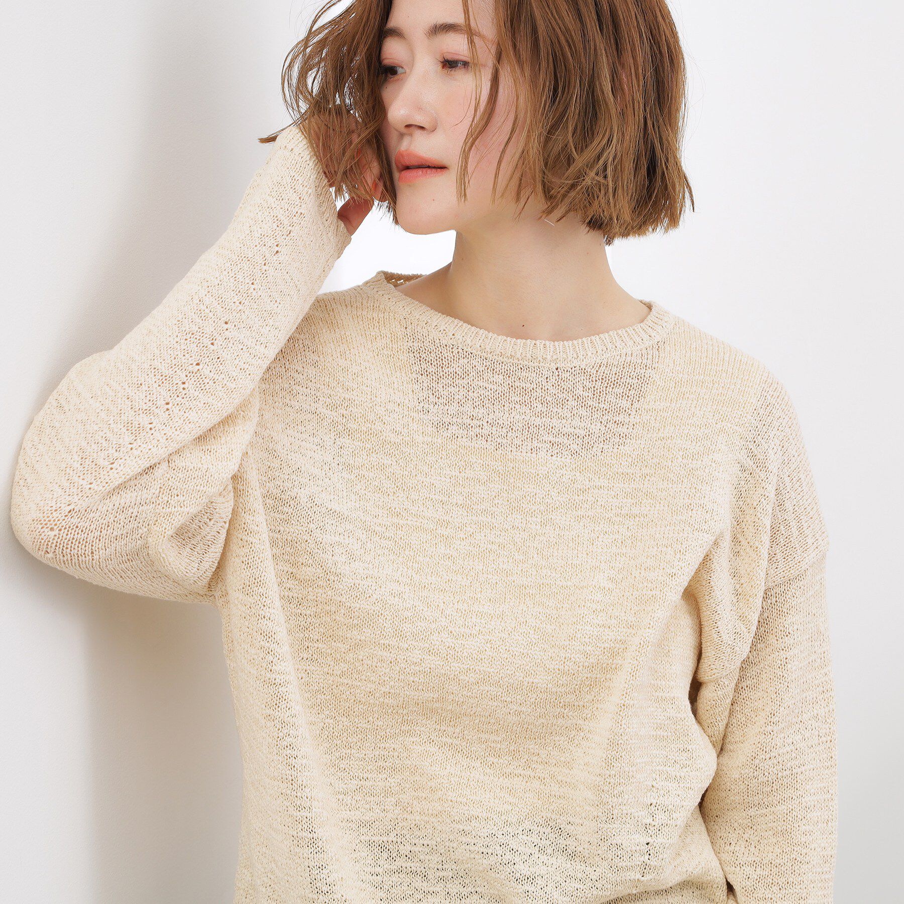 grove「【貴島明日香さん着用・大人のリラックススタイル】テープヤーン ボートネックニット」|ニット・セーター|