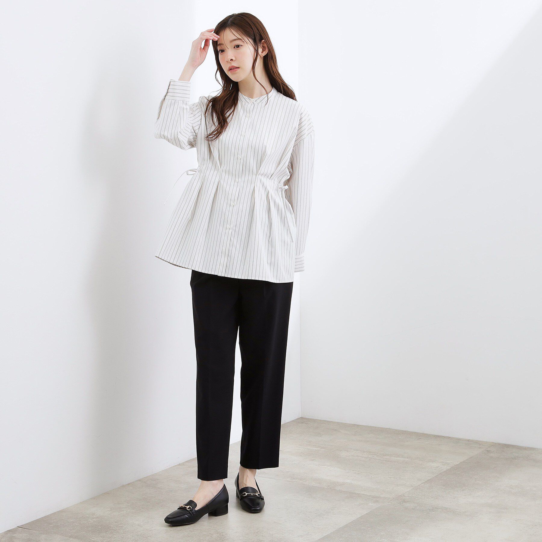 grove「【体型カバー】ウエストタック スタンドネックシャツ」|シャツ・ブラウス|