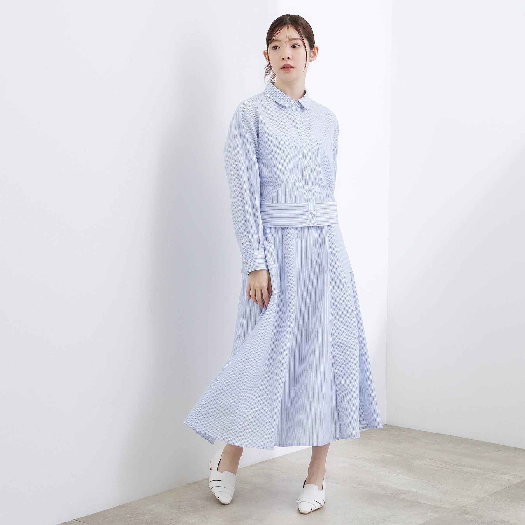 grove「【貴島明日香さん着用／イージーケア／接触冷感】麻ブレンドクロップドシャツ」|シャツ・ブラウス|