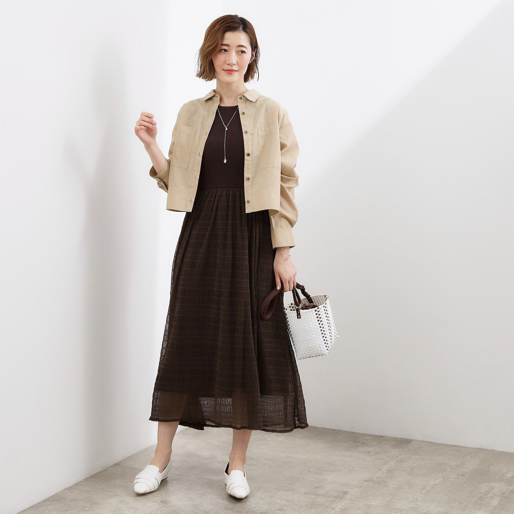 grove「【貴島明日香さん着用／イージーケア／接触冷感】麻ブレンドクロップドシャツ」|シャツ・ブラウス|