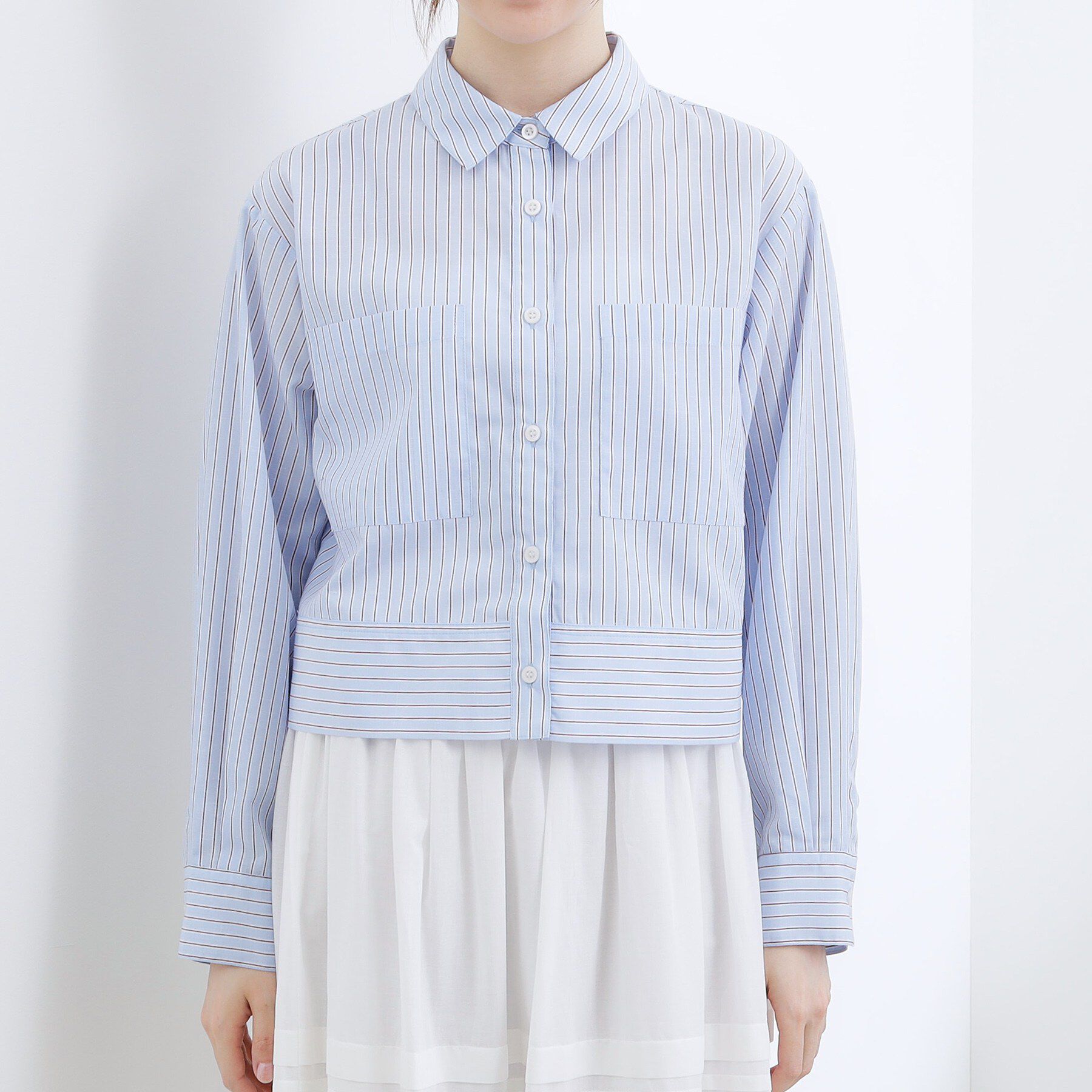 grove「【貴島明日香さん着用／イージーケア／接触冷感】麻ブレンドクロップドシャツ」|シャツ・ブラウス|