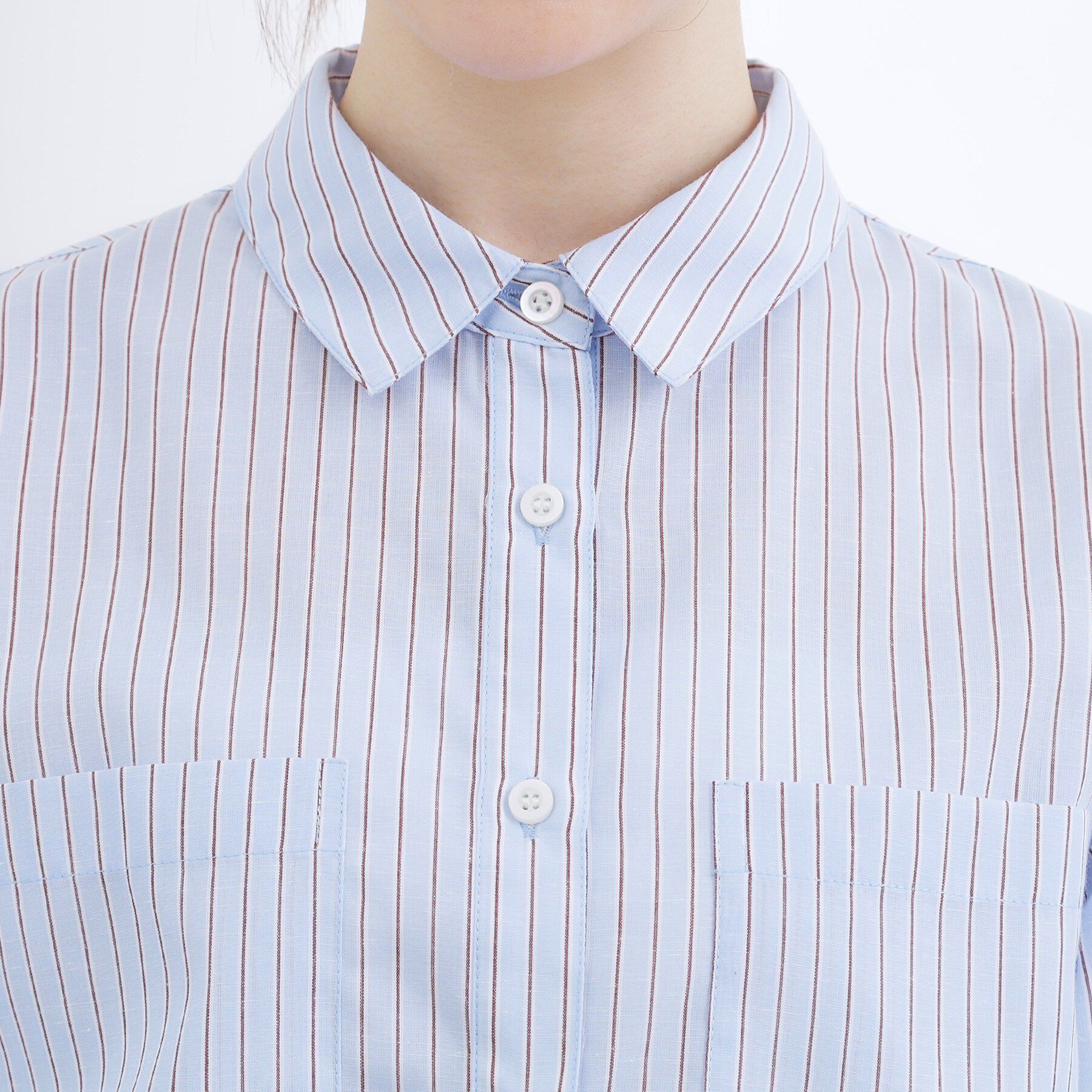 grove「【貴島明日香さん着用／イージーケア／接触冷感】麻ブレンドクロップドシャツ」|シャツ・ブラウス|