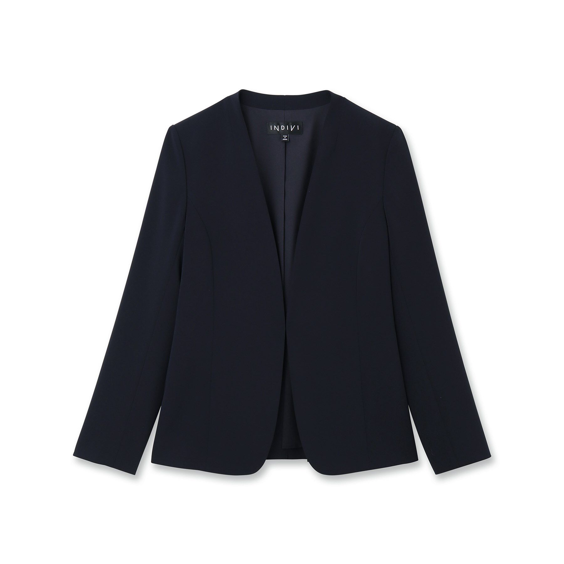 INDIVI「【洗える/UVケア/エコ/日本製】ストレッチノーカラージャケット」|スーツ|