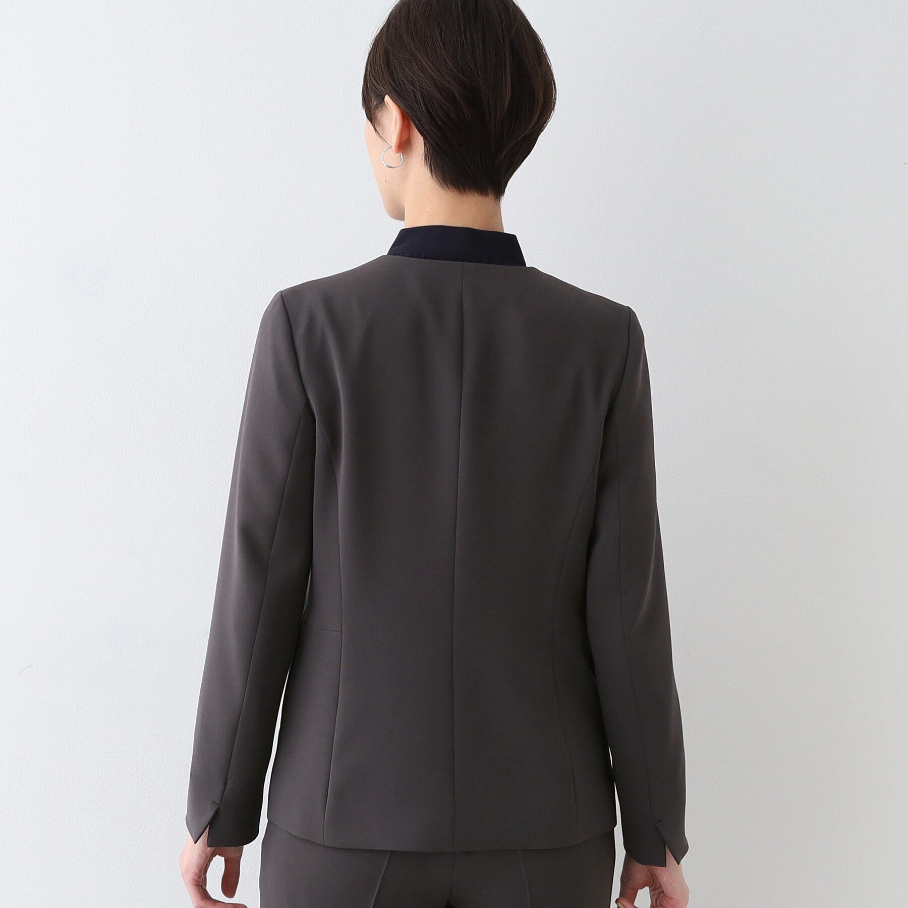 INDIVI「【日本製／トリアセテート混】スタイルアップ ノーカラージャケット」|スーツ|