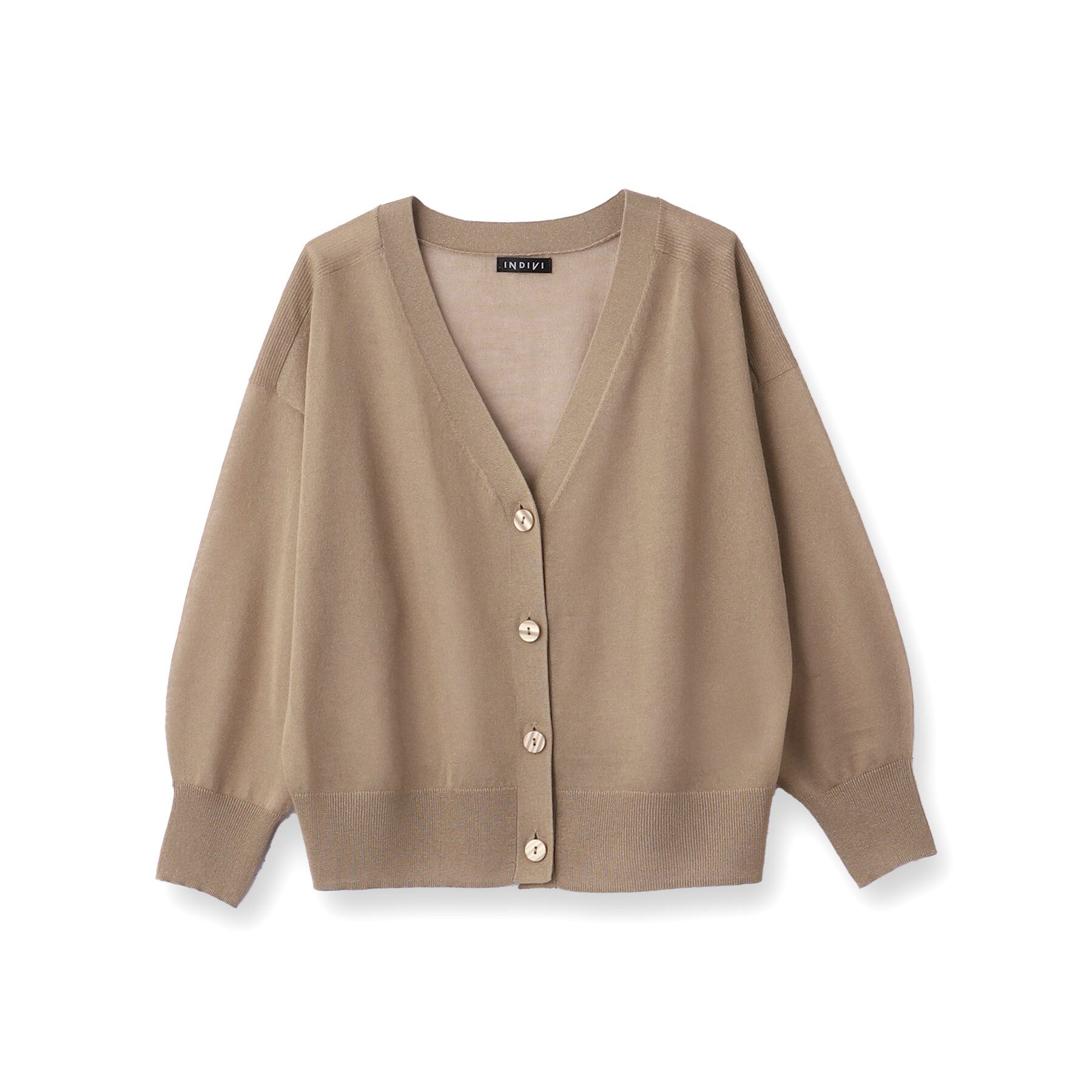 INDIVI「【大人シアーラメ】きれいめニットカーディガン」|カーディガン|
