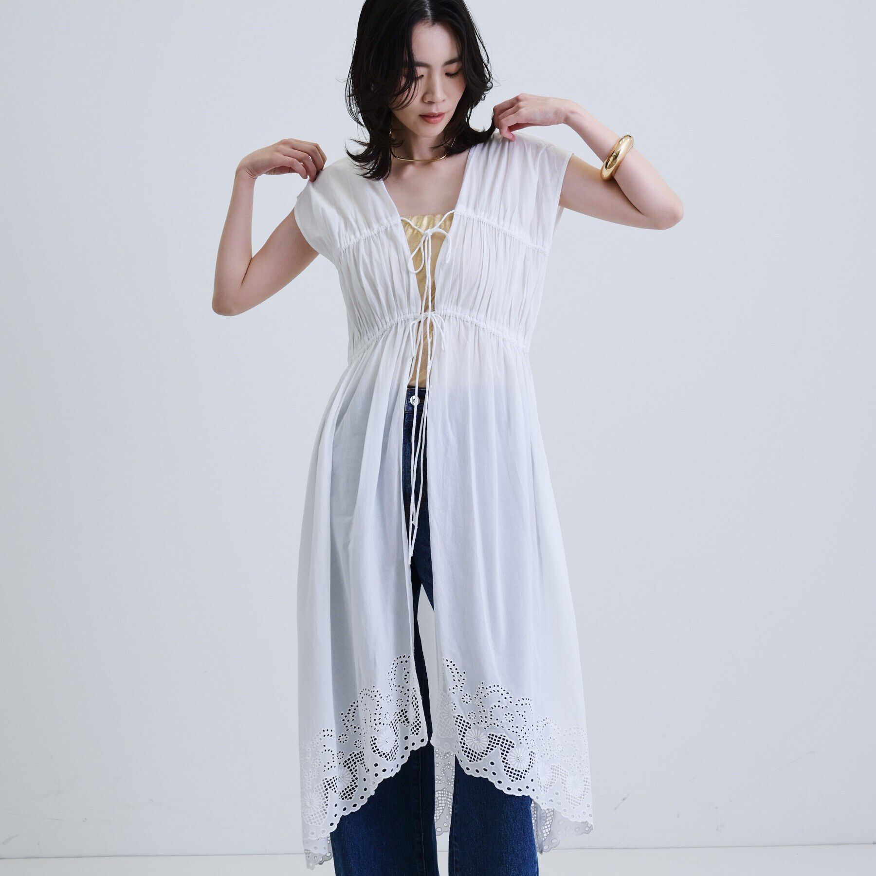 GALLEST「コットンレースワンピース」|ワンピース|ホワイト(001)