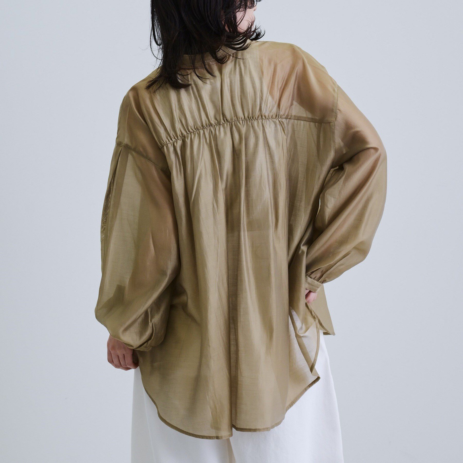 GALLEST「シアーローンミドル丈シャツ/シアーシャツ/シアートップス【洗える】」|シャツ・ブラウス|