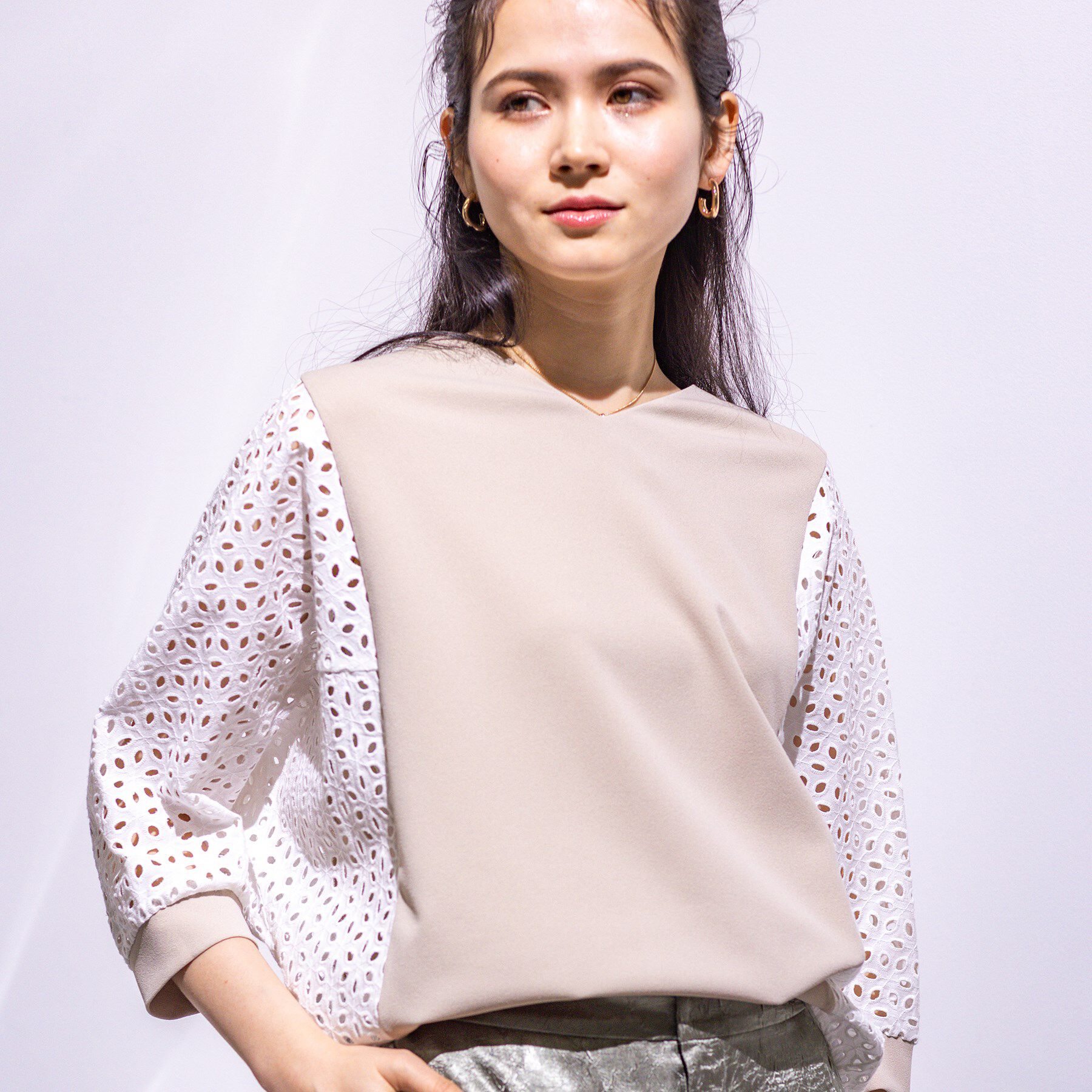 INDIVI「【洗える／体型カバー】レースコンビトップス」|Tシャツ・カットソー|