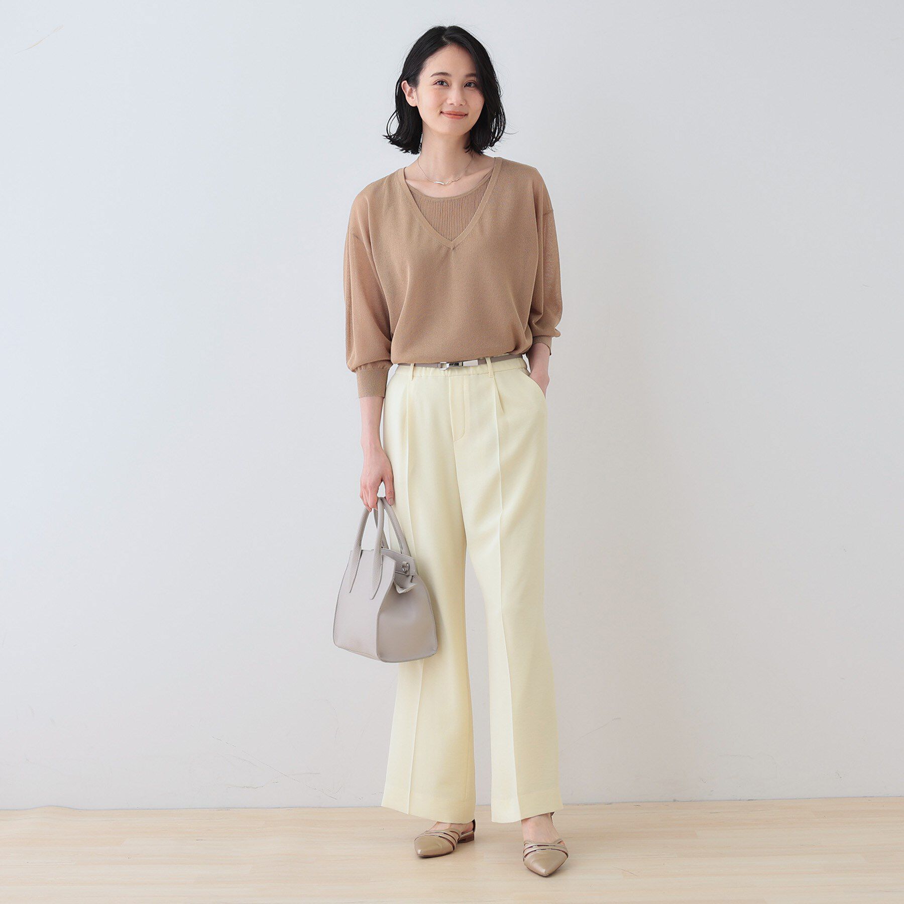 INDIVI「【洗える／シアーラメ】レイヤード風ニット」|ニット・セーター|