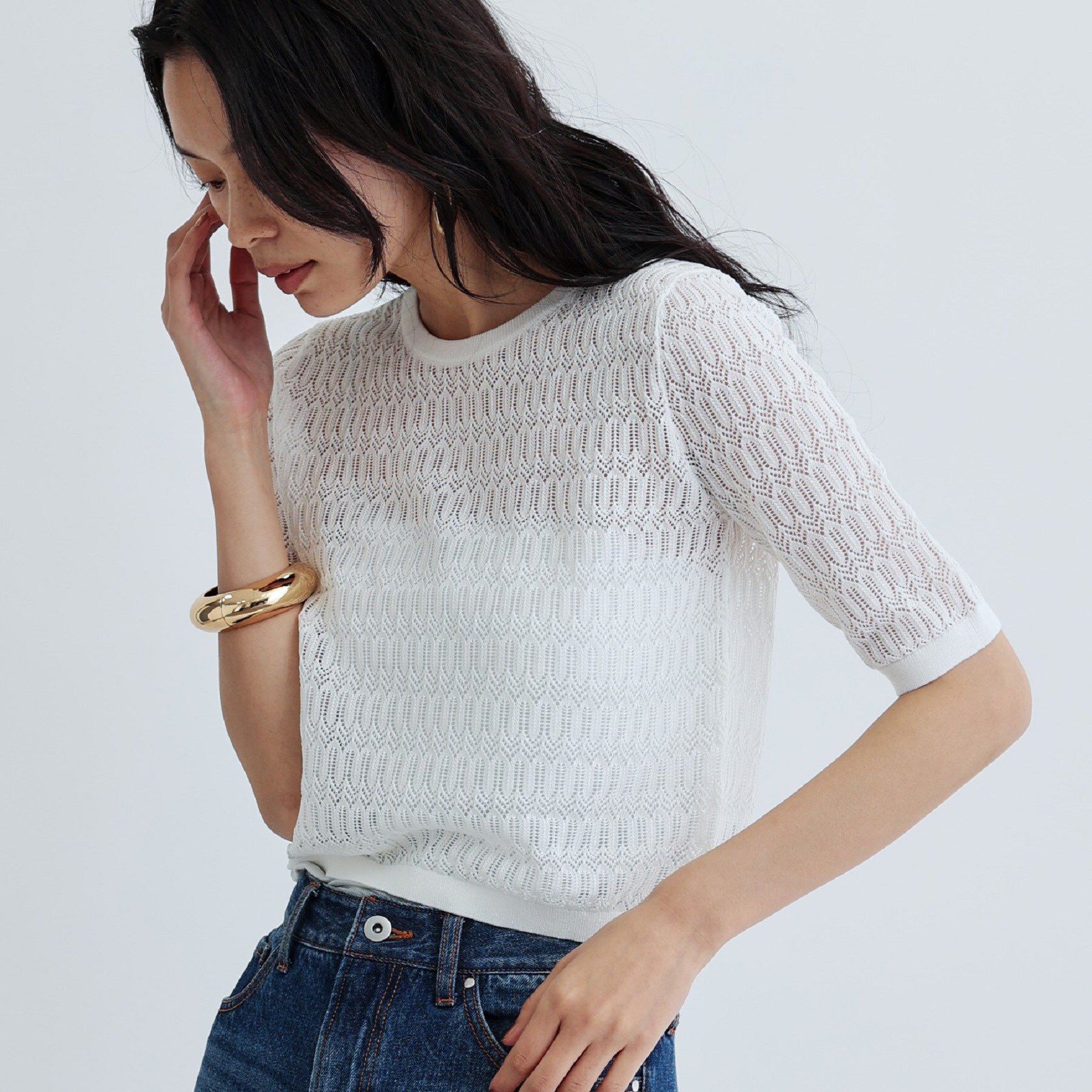 GALLEST「ハーフスリーブシアーニット」|ニット・セーター|