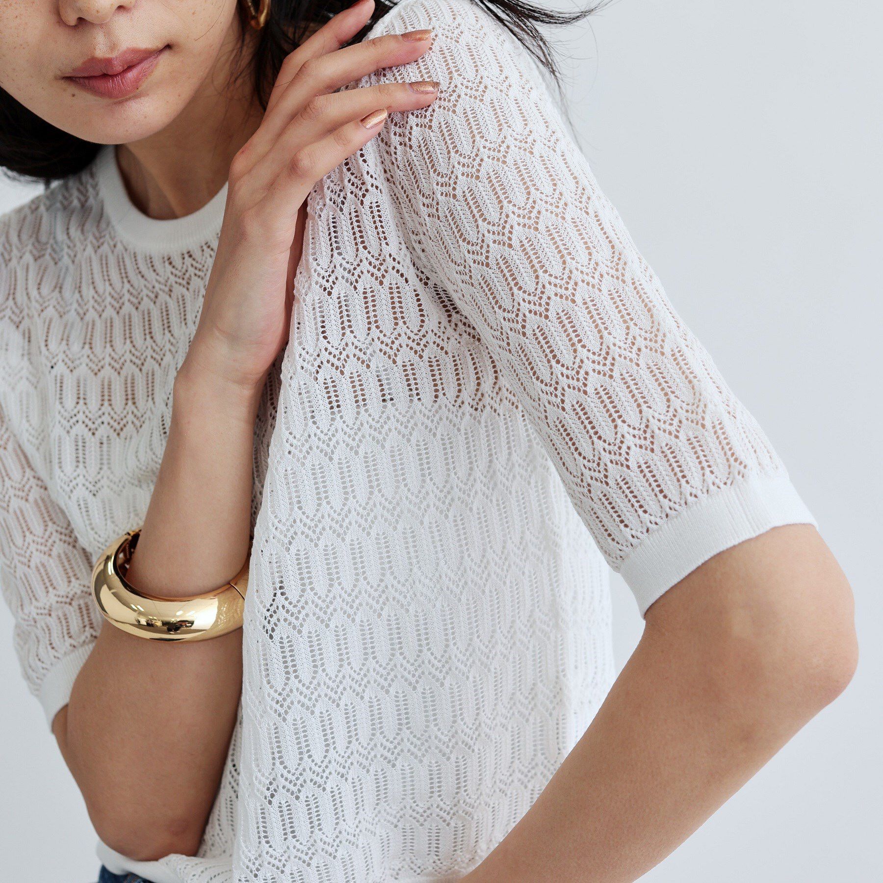 GALLEST「ハーフスリーブシアーニット」|ニット・セーター|