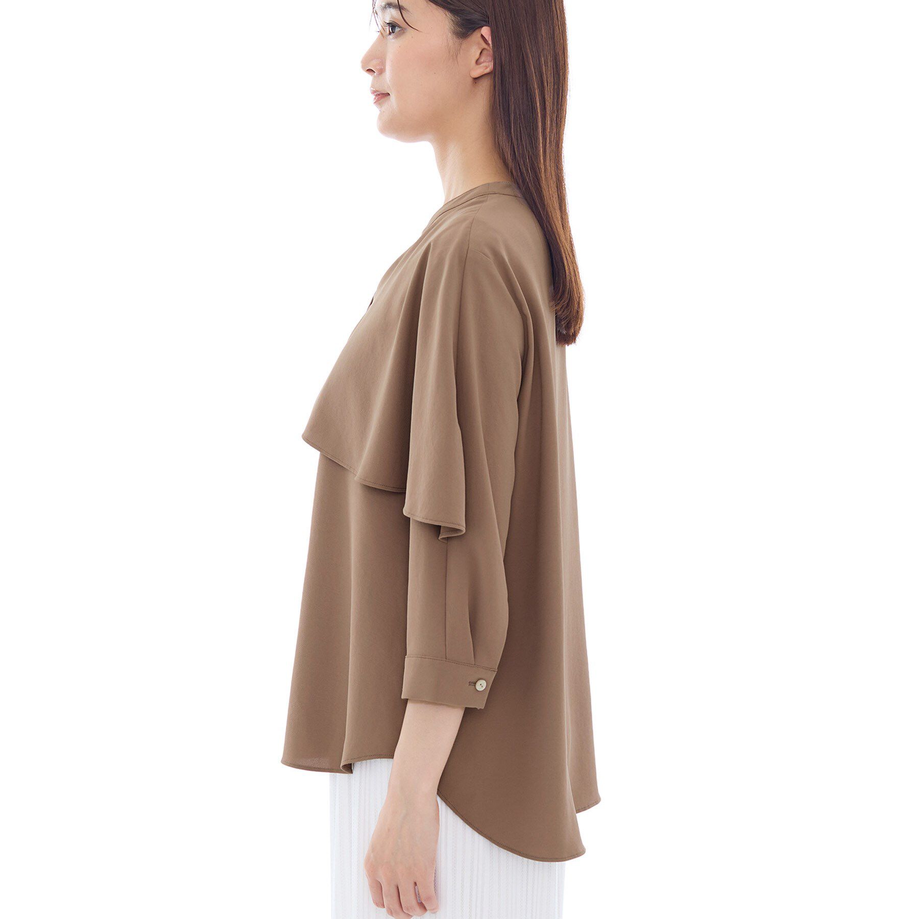 INDIVI「【羽織りとしても活躍！】ケープカラーブラウス」|シャツ・ブラウス|