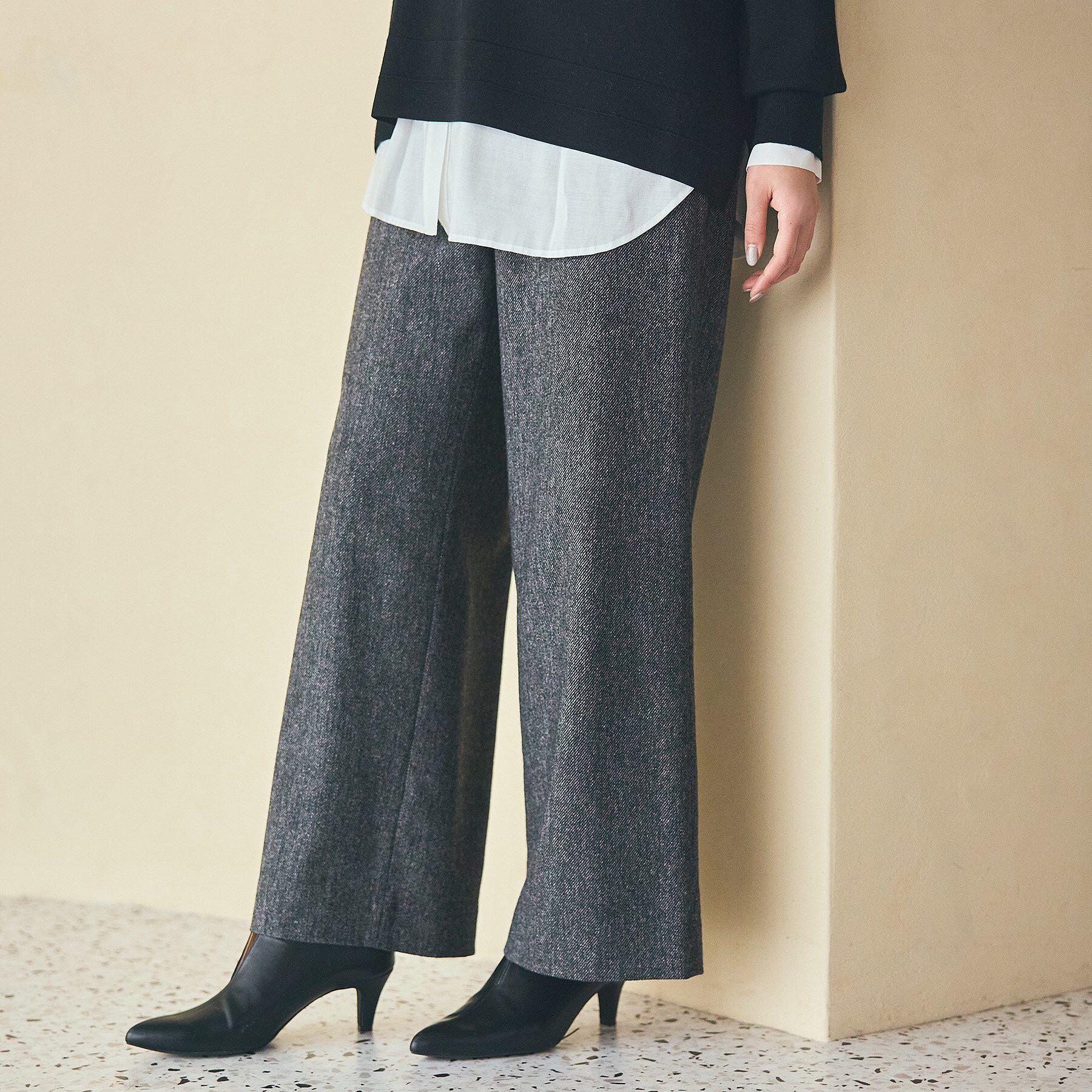 INDIVI「【褒められパンツ／ウール混】ウォームウール ワイドパンツ」|その他|