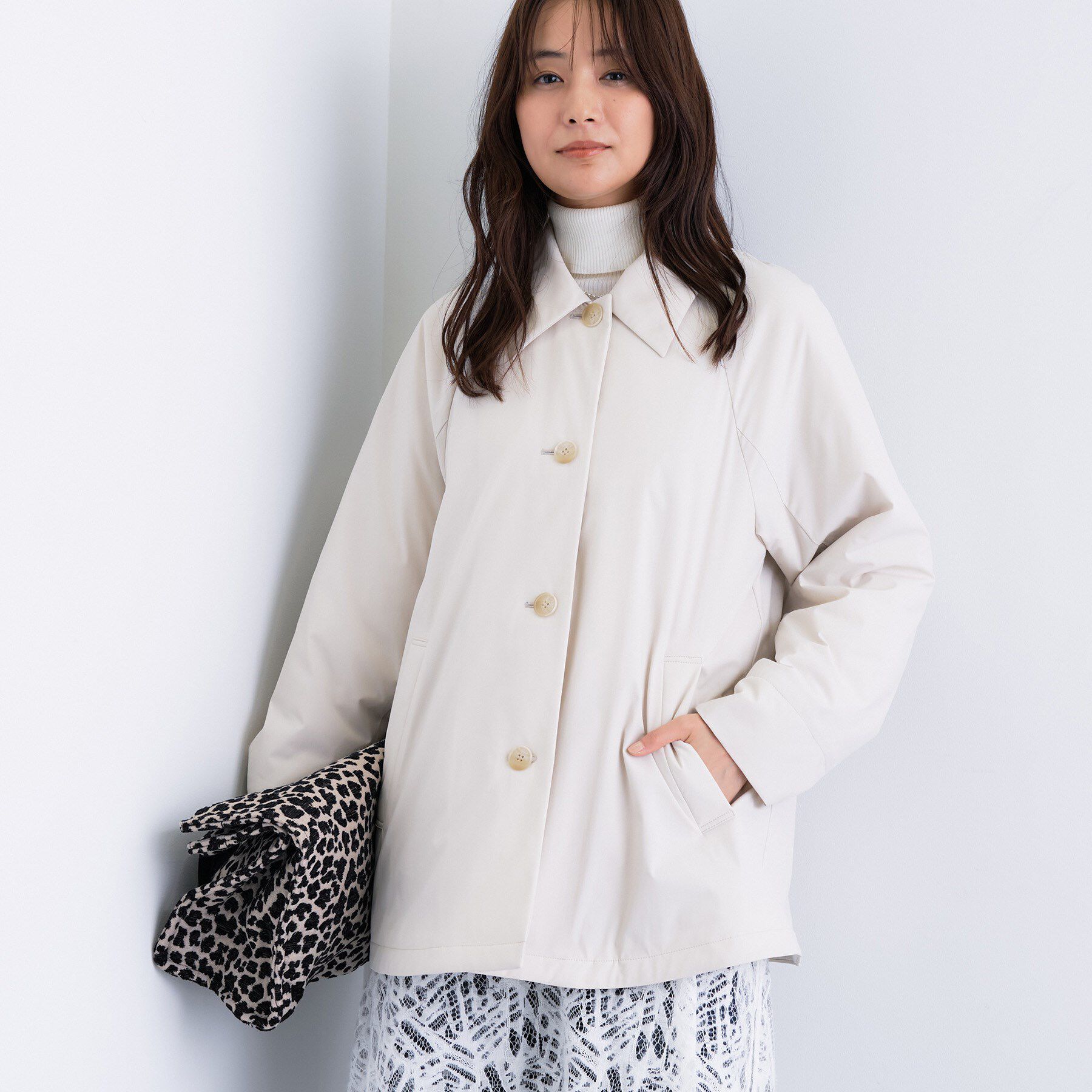 INDIVI「【超軽量／蓄熱】ライトパフステンカラーコート」|ダウン|