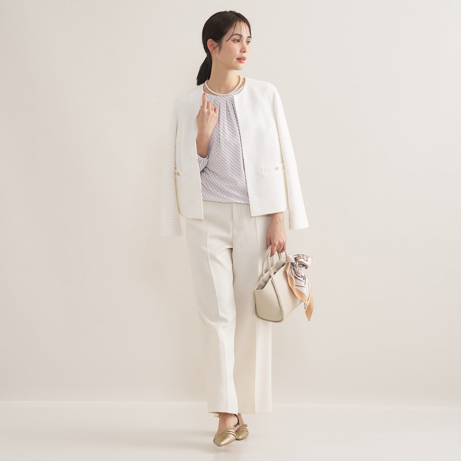 INDIVI「【洗える／透けにくい】ダイヤ柄プリントブラウス」|シャツ・ブラウス|