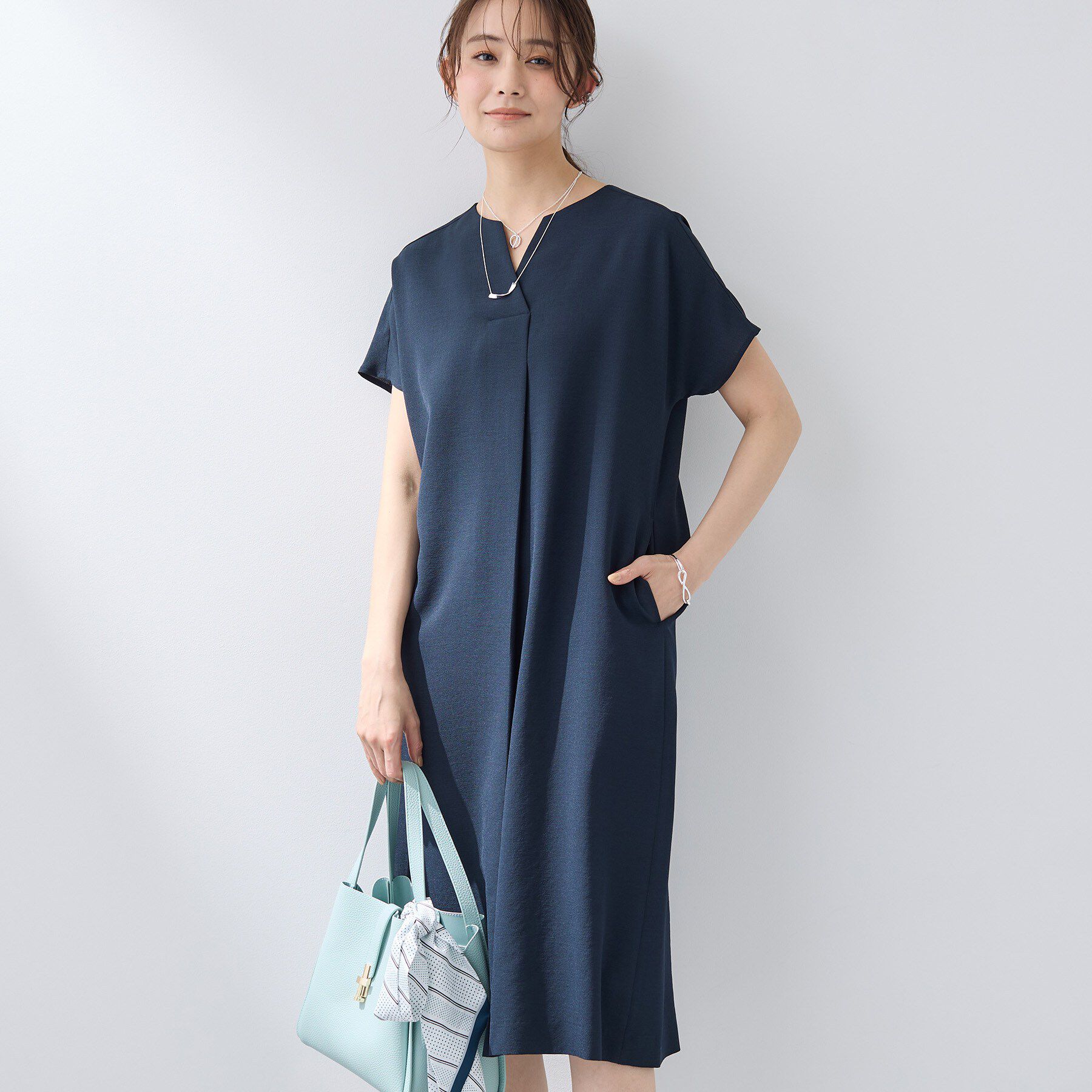 INDIVI「【洗える／UVケア／麻調】スキッパーワンピース」|ワンピース|