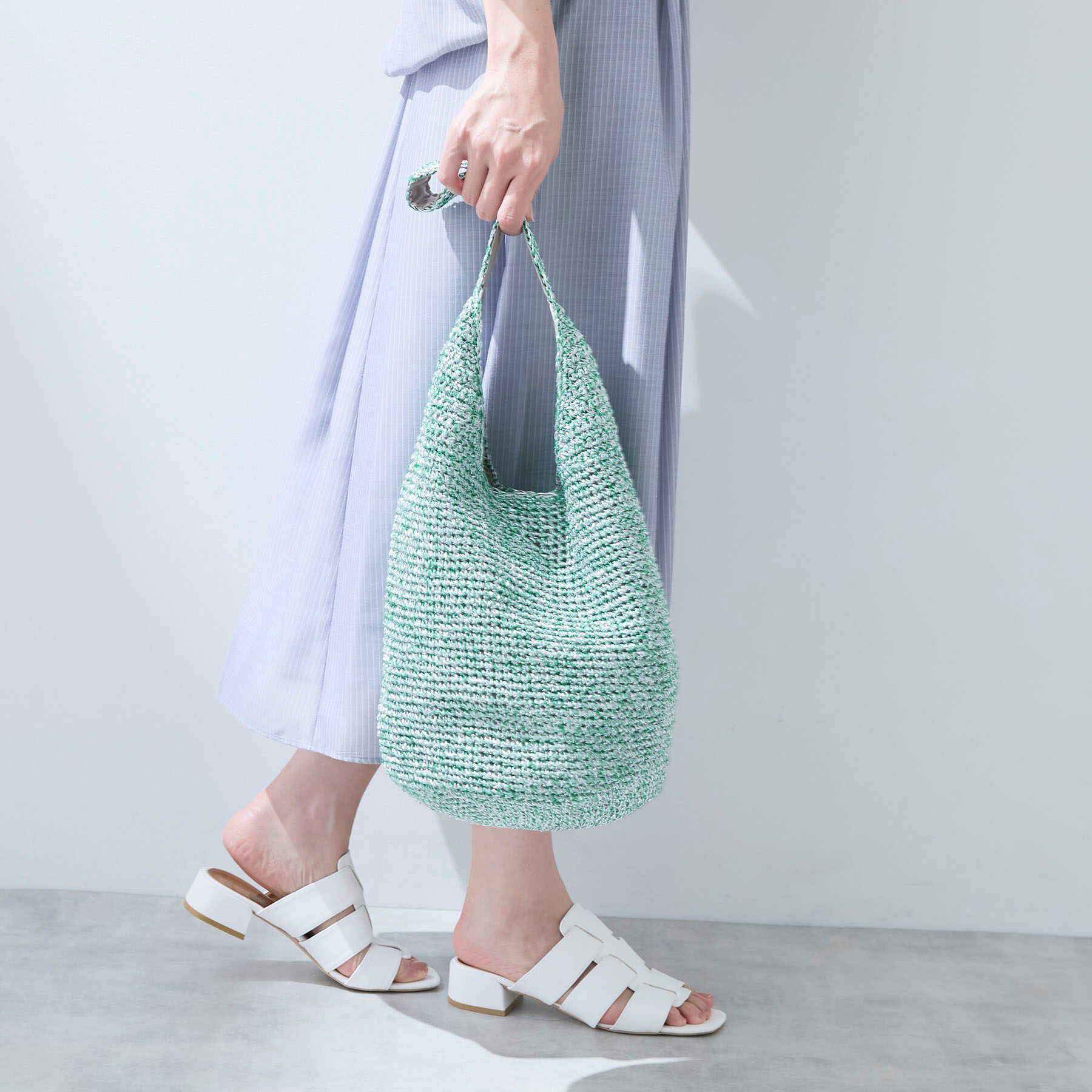 INDIVI「【大人カジュアル】メタリックかぎ編みボトルバッグ」|トートバッグ|