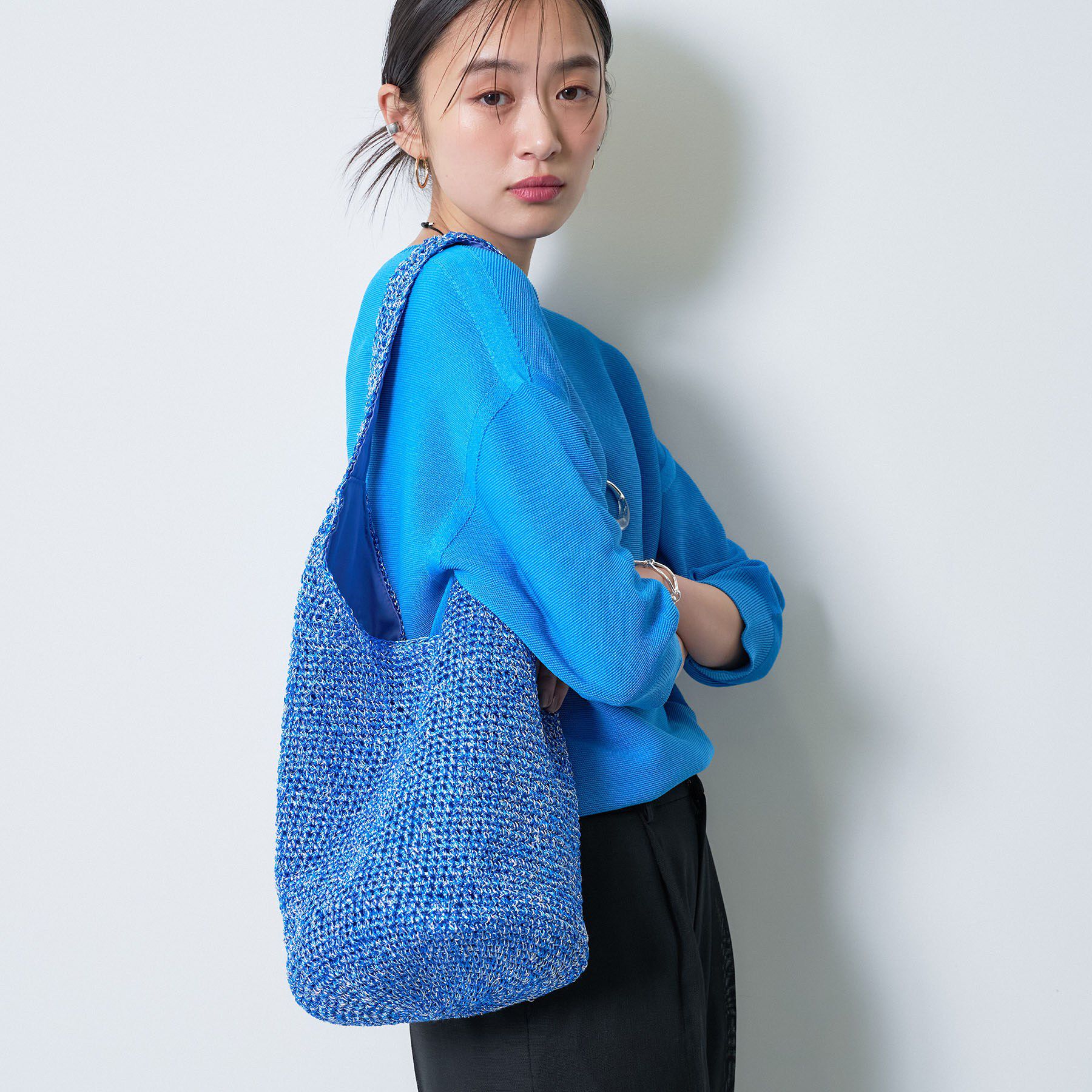 INDIVI「【大人カジュアル】メタリックかぎ編みボトルバッグ」|トートバッグ|