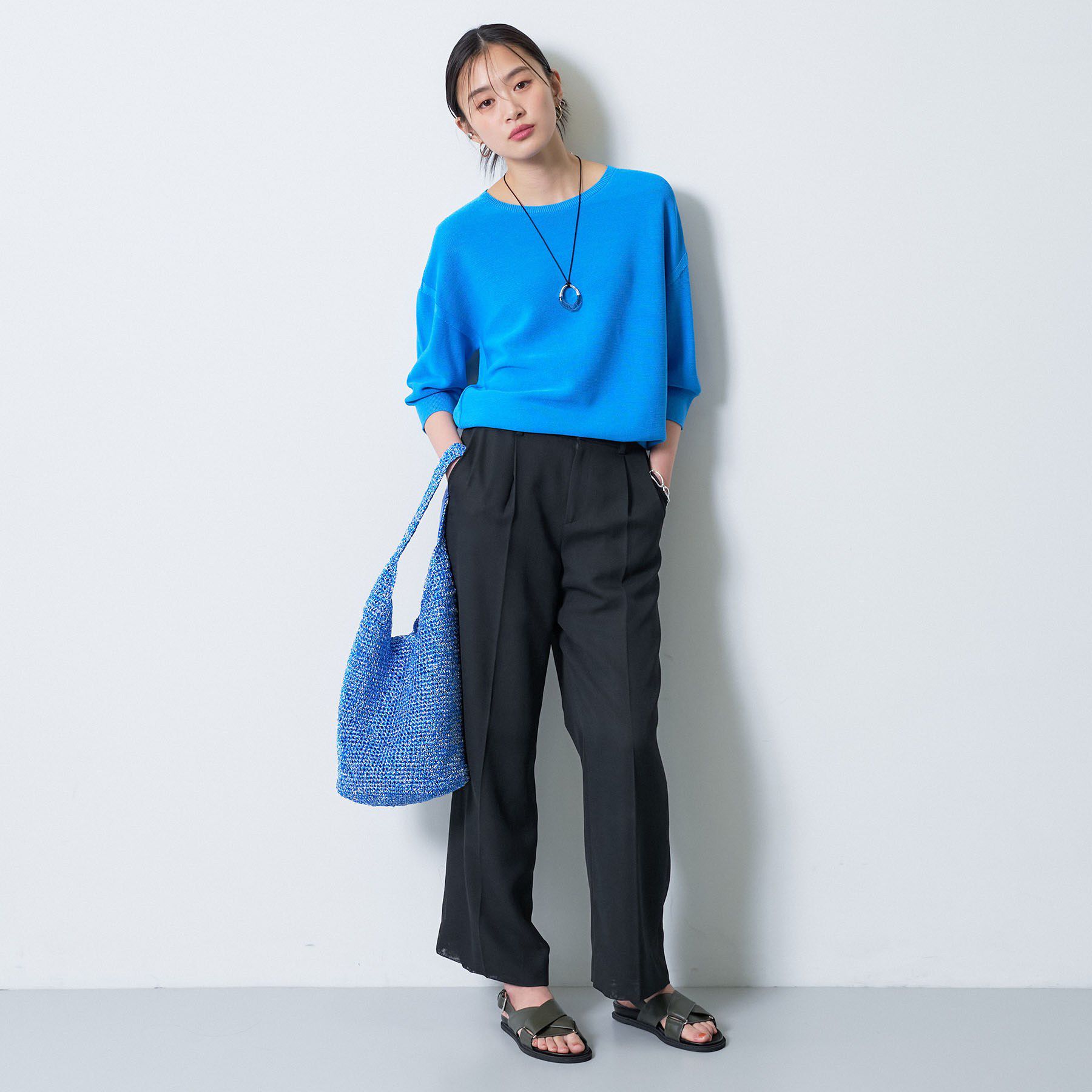 INDIVI「【大人カジュアル】メタリックかぎ編みボトルバッグ」|トートバッグ|