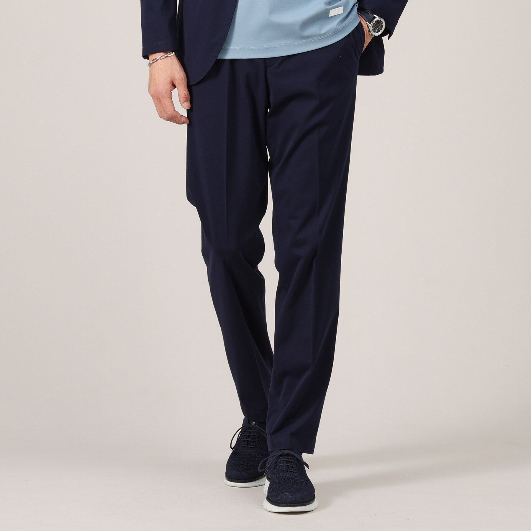 TAKEO KIKUCHI「【360&deg;ストレッチ／セットアップ対応】None Of Stress シャドーピンストライプ パンツ」|その他|ネイビー(094)