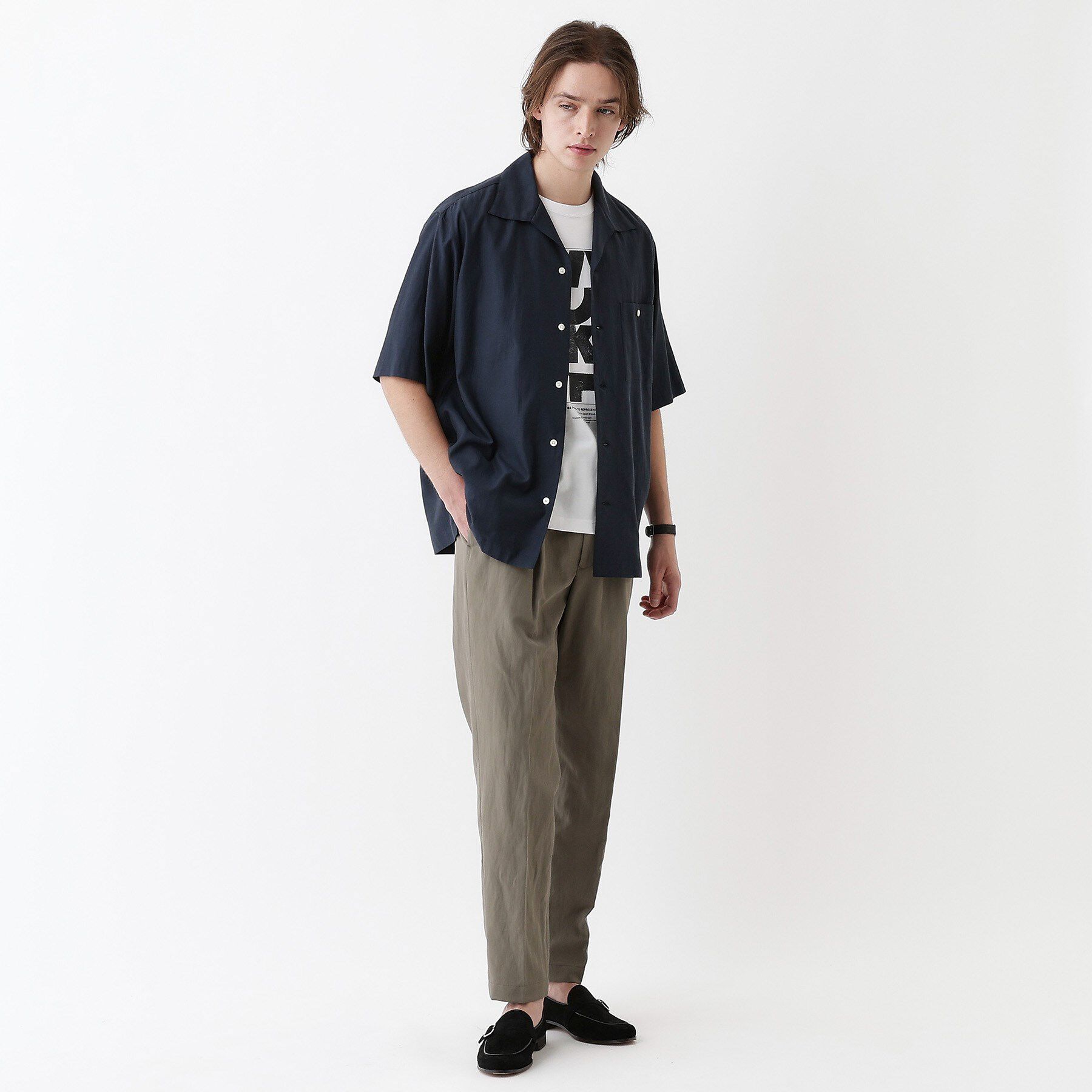 TAKEO KIKUCHI「【THE FLAGSHIP】変形オープンカラー 半袖シャツ」|シャツ・ブラウス|