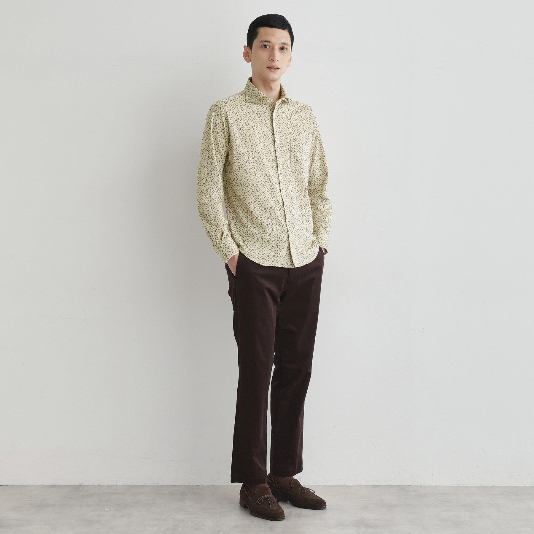 TAKEO KIKUCHI「クールマックス 鹿の子 フラワープリントシャツ」|シャツ・ブラウス|