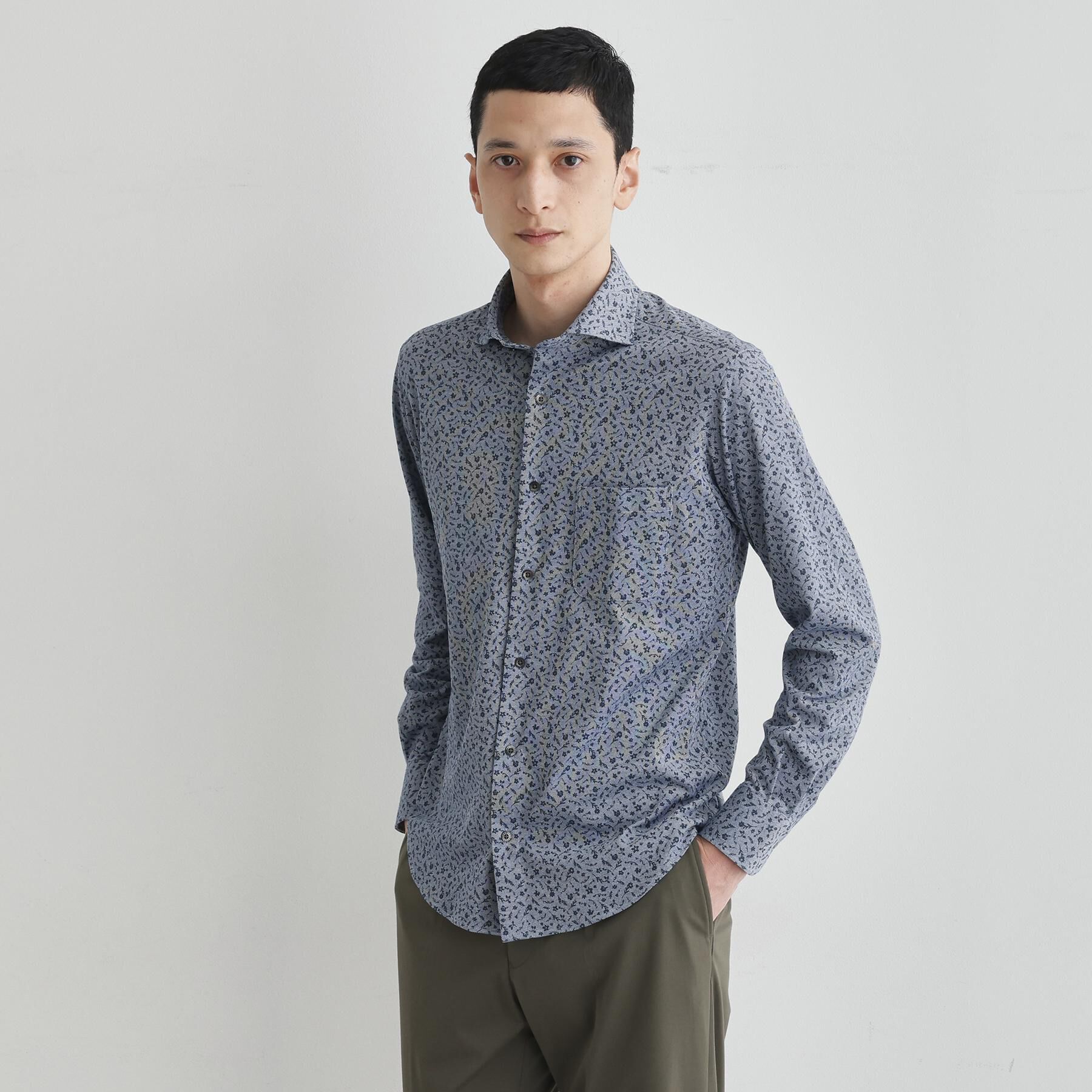 TAKEO KIKUCHI「クールマックス 鹿の子 フラワープリントシャツ」|シャツ・ブラウス|