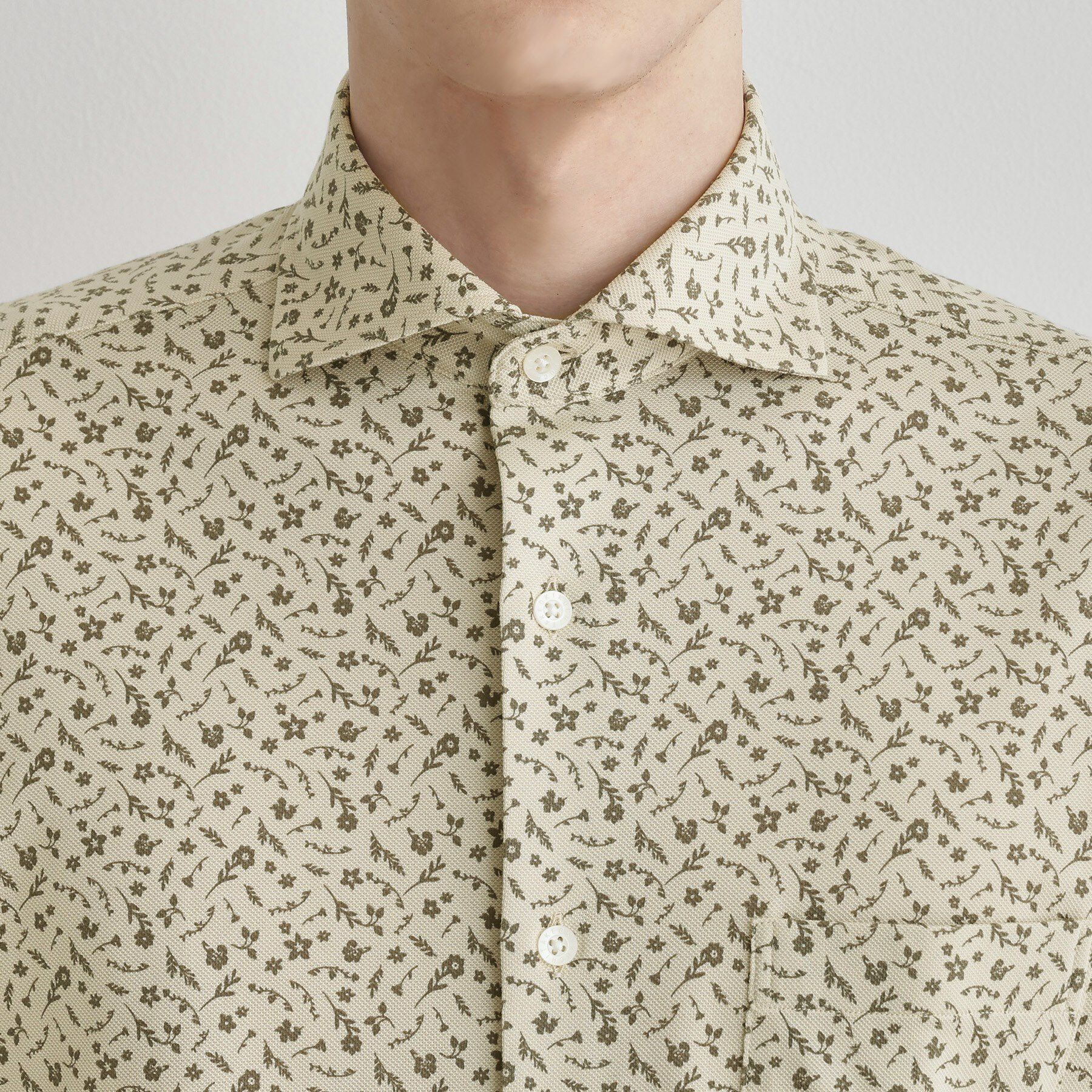 TAKEO KIKUCHI「クールマックス 鹿の子 フラワープリントシャツ」|シャツ・ブラウス|