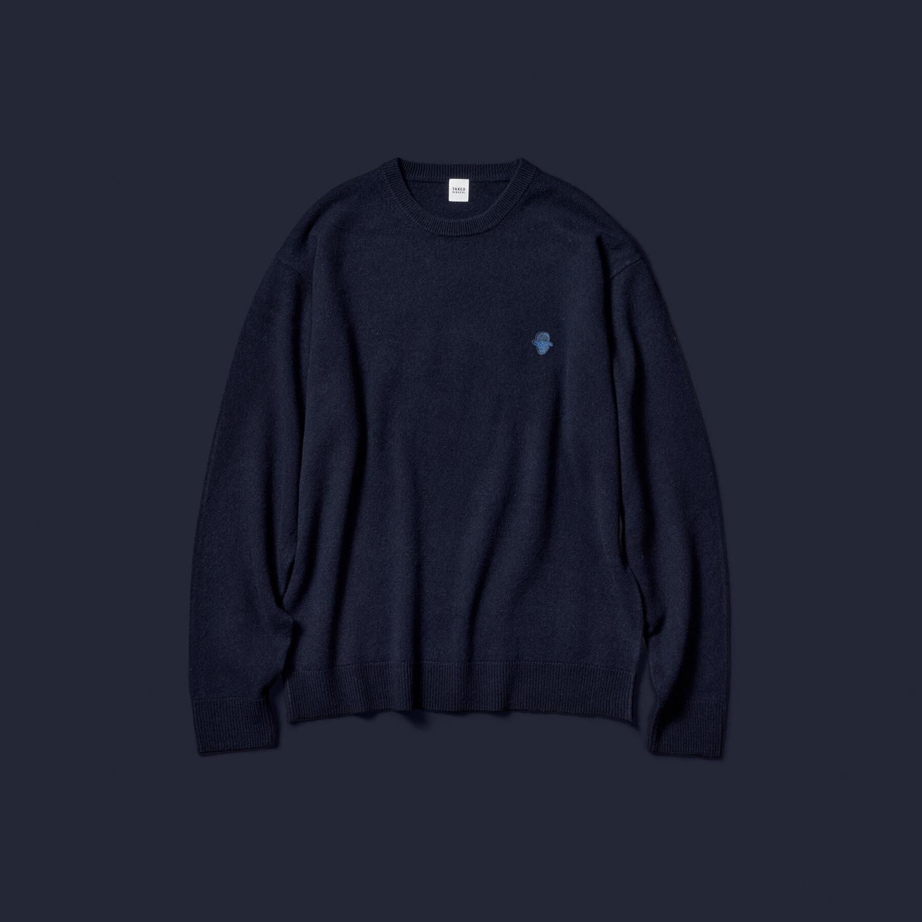 TAKEO KIKUCHI「【Air Palette Knit】ワンポイント カラーニット プルオーバー」|ニット・セーター|ネイビー(094)
