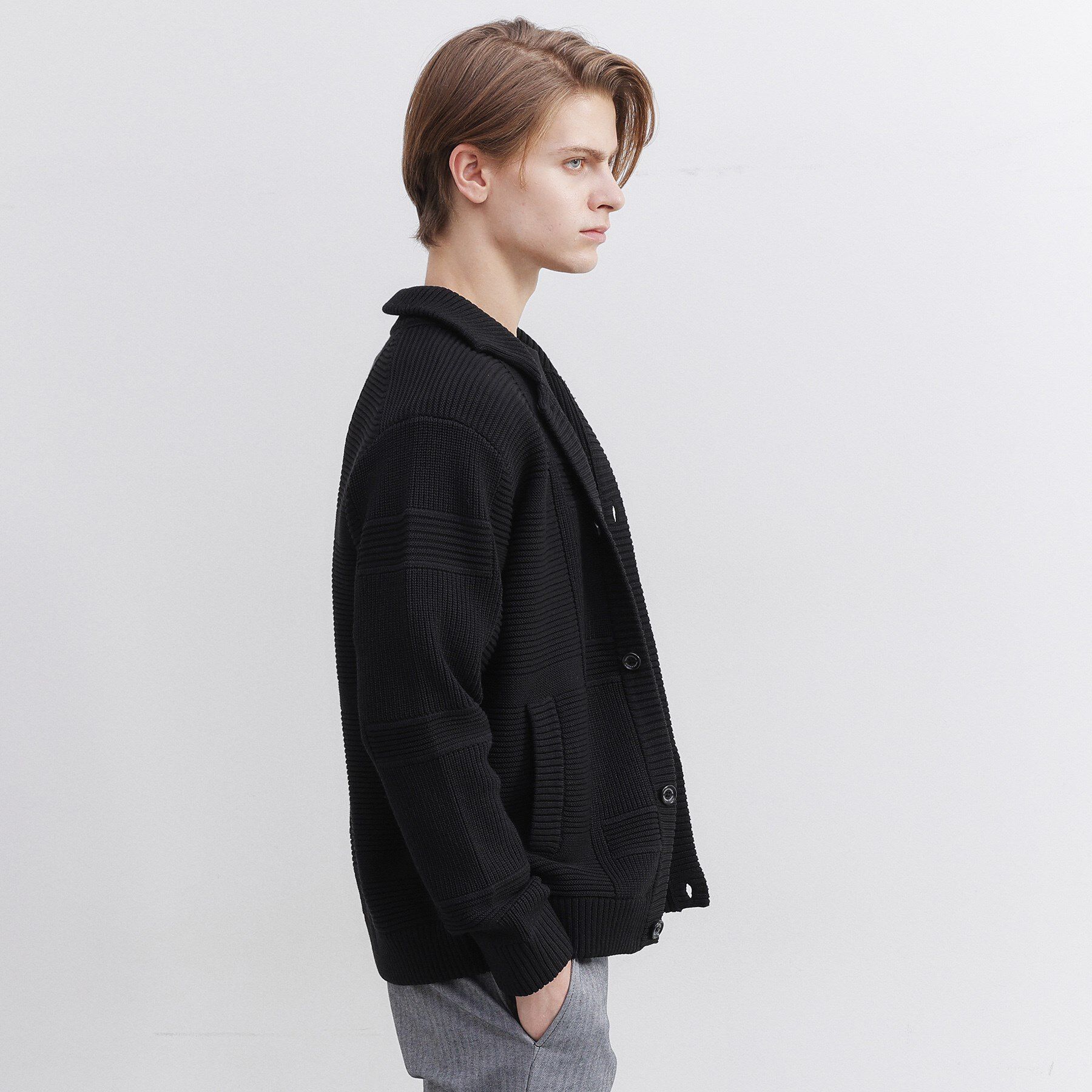 TAKEO KIKUCHI「畦編みチェック ニットカーディガン」|カーディガン|